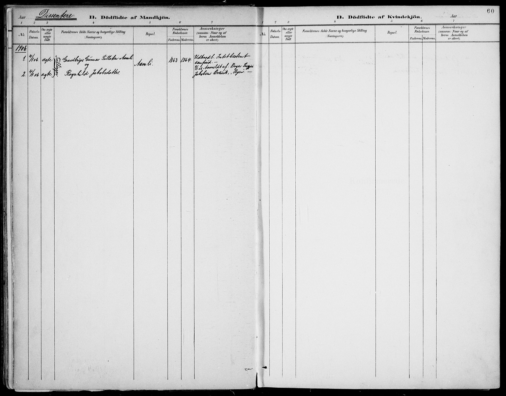 Fyresdal kirkebøker, SAKO/A-263/F/Fa/L0007: Parish register (official) no. I 7, 1887-1914, p. 60
