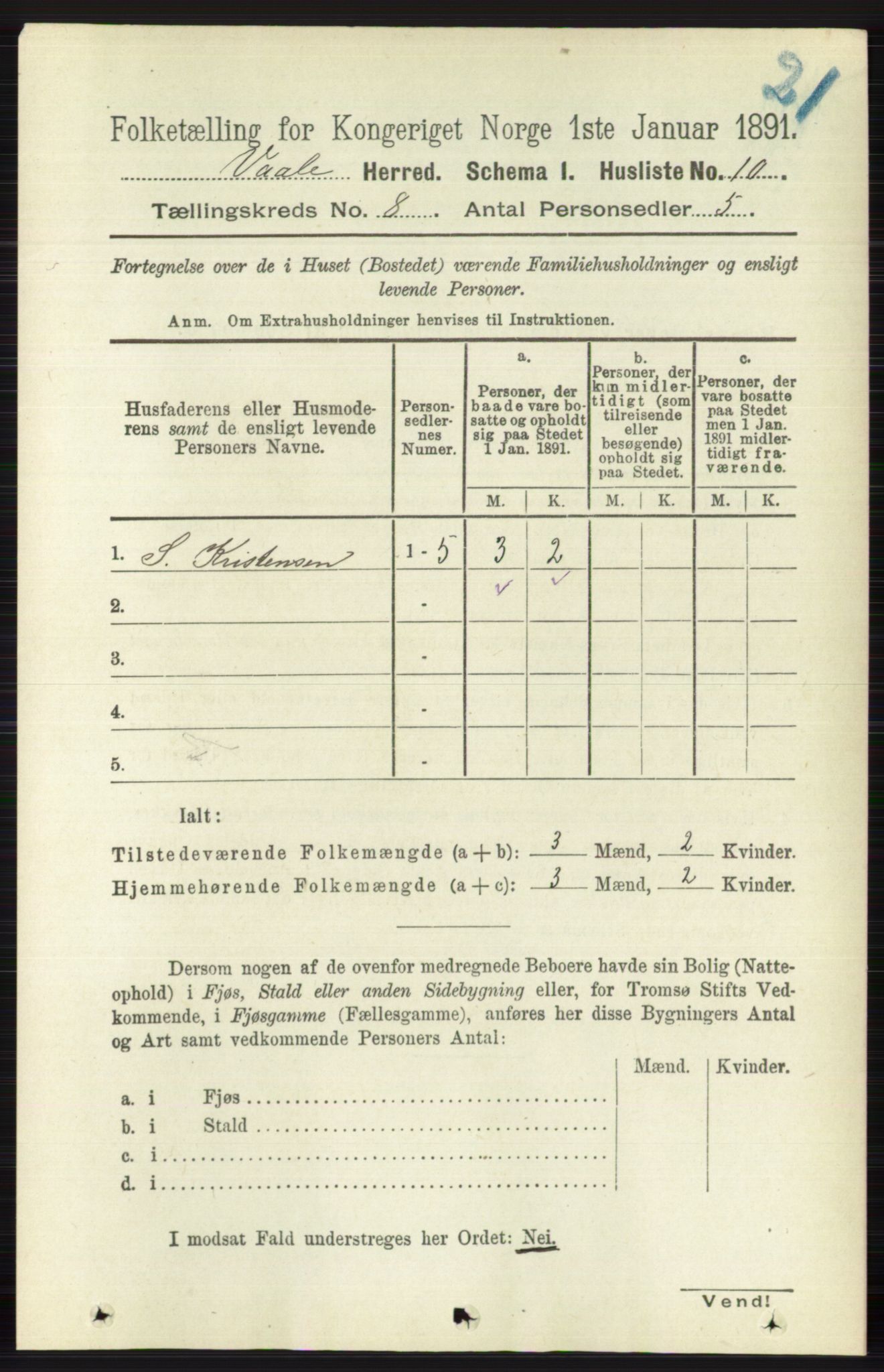 RA, 1891 census for 0716 Våle, 1891, p. 2770