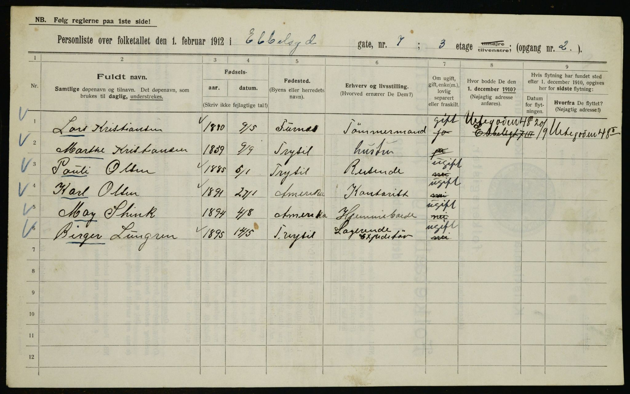 OBA, Municipal Census 1912 for Kristiania, 1912, p. 18114