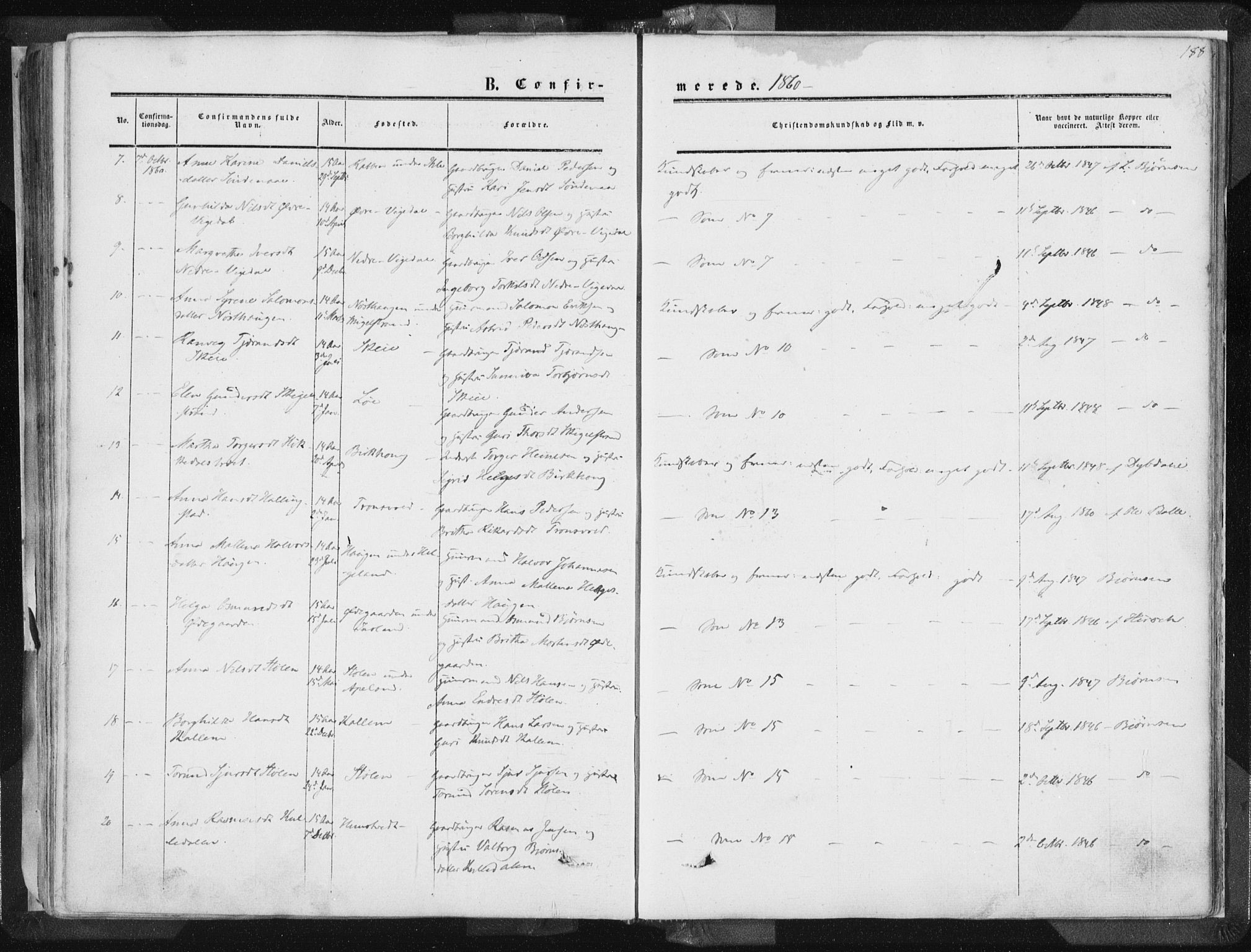 Vikedal sokneprestkontor, AV/SAST-A-101840/01/IV: Parish register (official) no. A 6.1, 1851-1867, p. 188