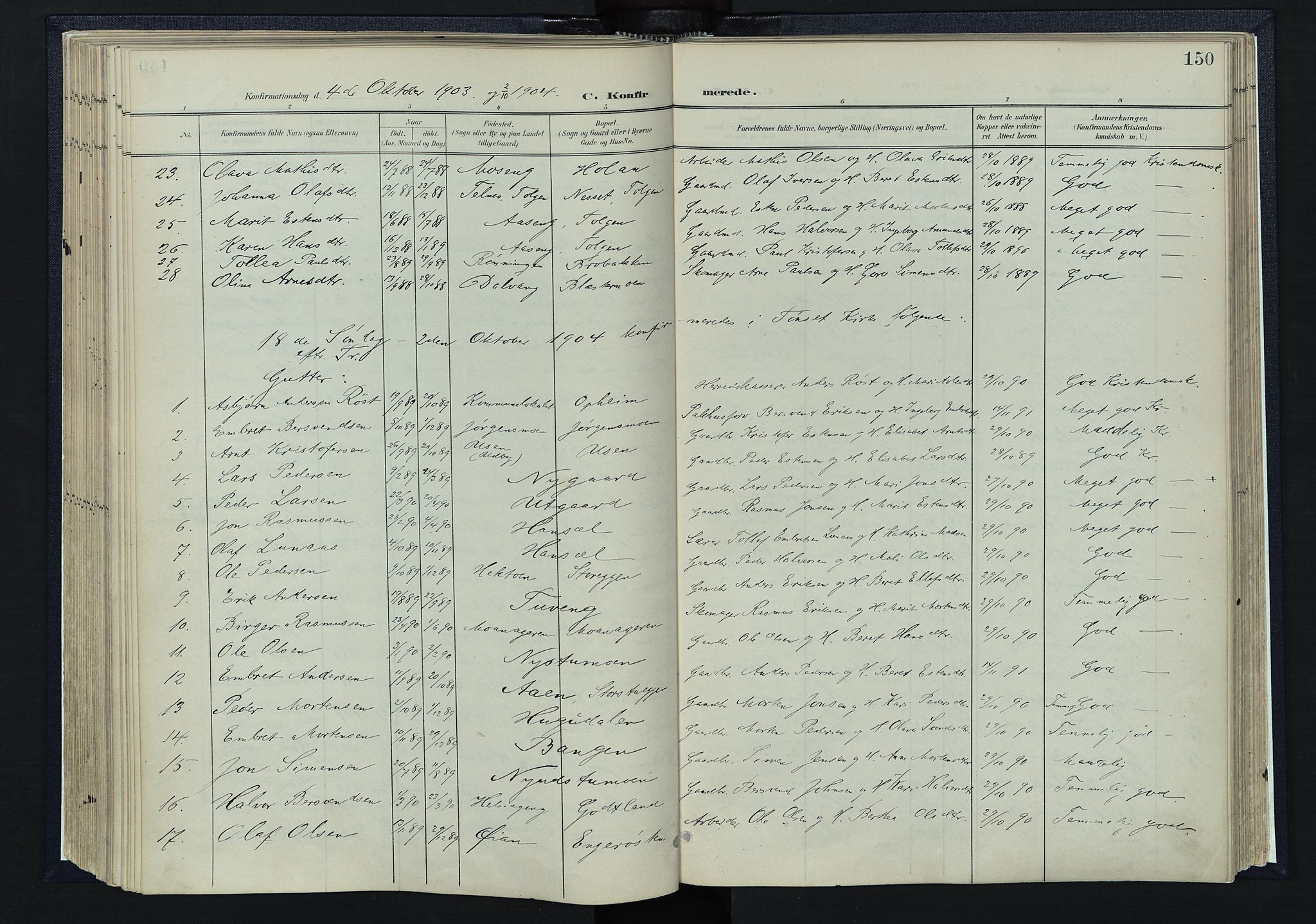 Tynset prestekontor, SAH/PREST-058/H/Ha/Haa/L0025: Parish register (official) no. 25, 1900-1914, p. 150