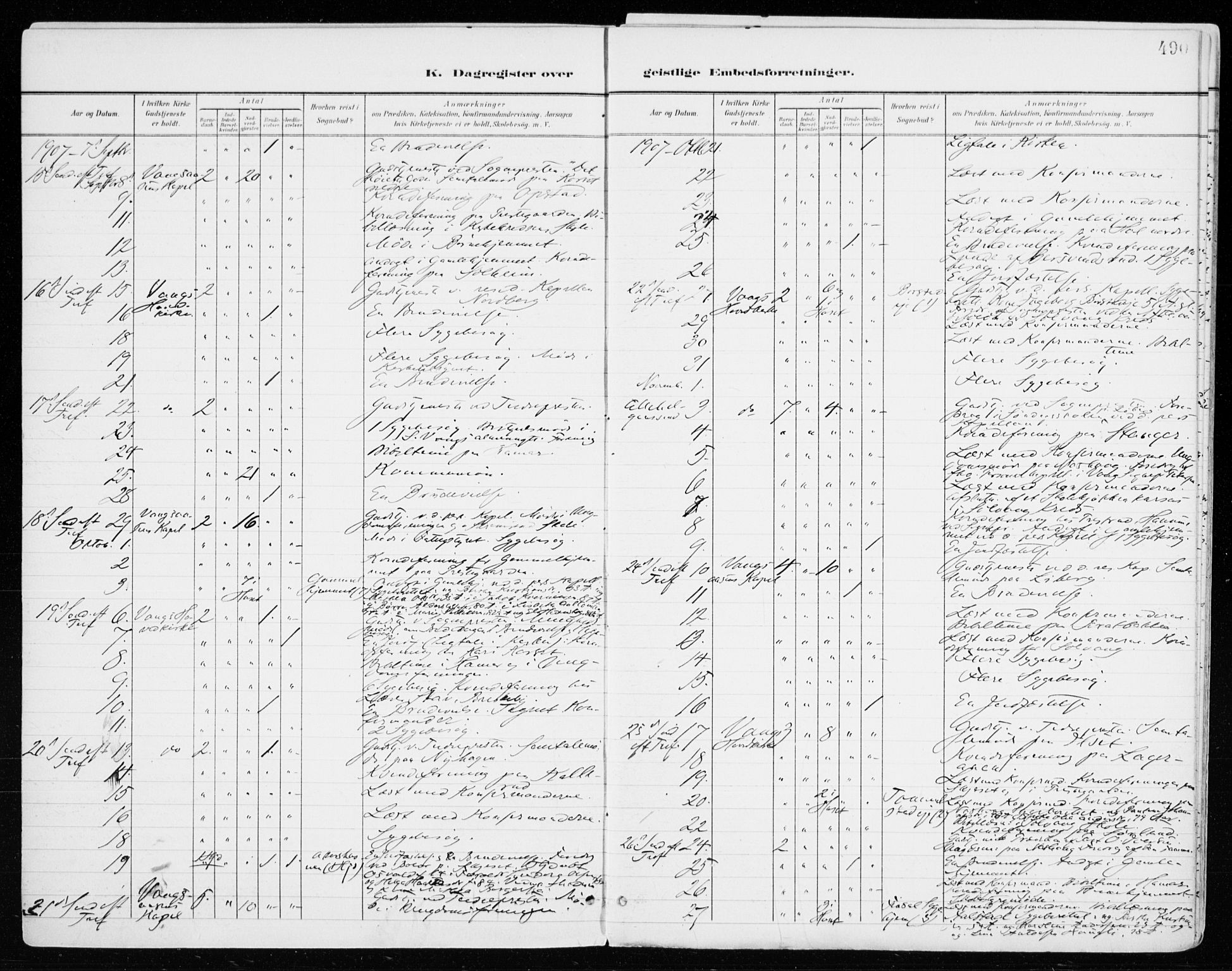 Vang prestekontor, Hedmark, SAH/PREST-008/H/Ha/Haa/L0021: Parish register (official) no. 21, 1902-1917, p. 490