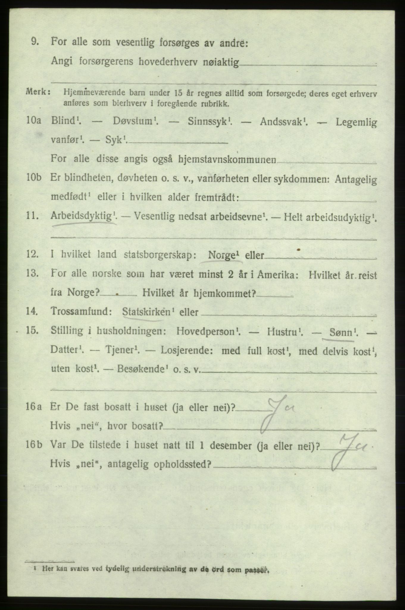 SAB, 1920 census for Sveio, 1920, p. 1497