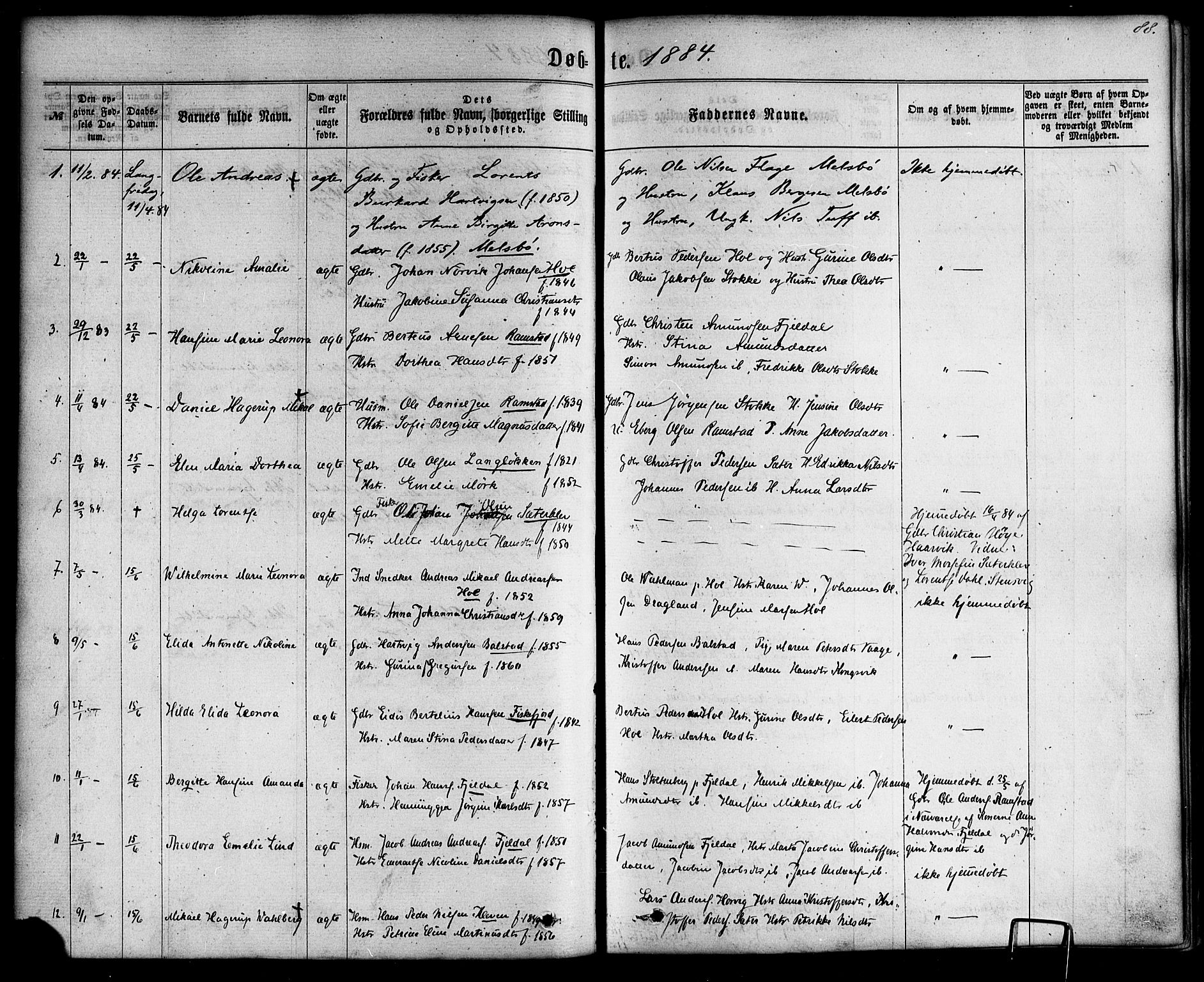 Ministerialprotokoller, klokkerbøker og fødselsregistre - Nordland, AV/SAT-A-1459/865/L0923: Parish register (official) no. 865A01, 1864-1884, p. 88