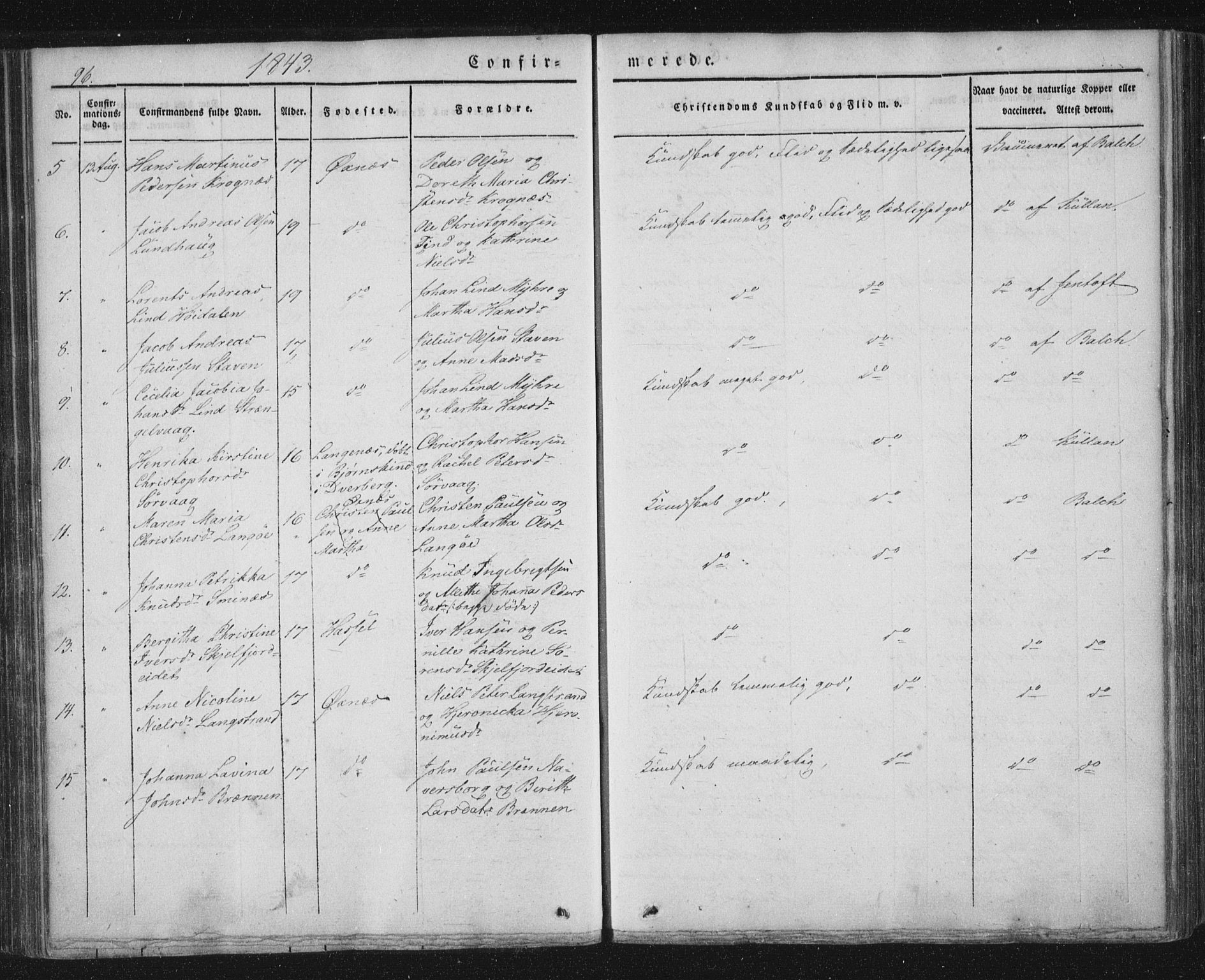 Ministerialprotokoller, klokkerbøker og fødselsregistre - Nordland, AV/SAT-A-1459/893/L1332: Parish register (official) no. 893A05, 1841-1858, p. 96