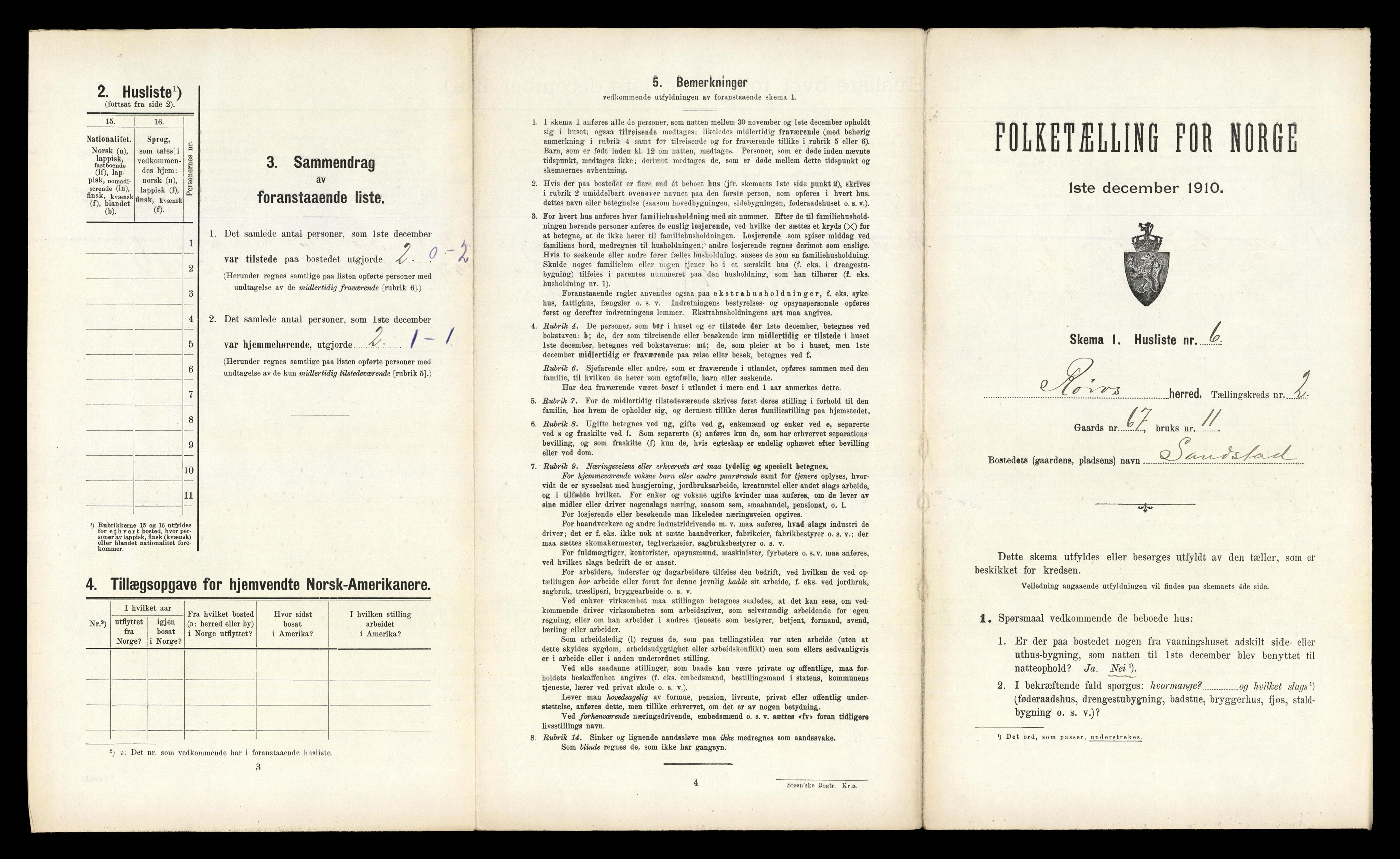 RA, 1910 census for Røros, 1910, p. 211