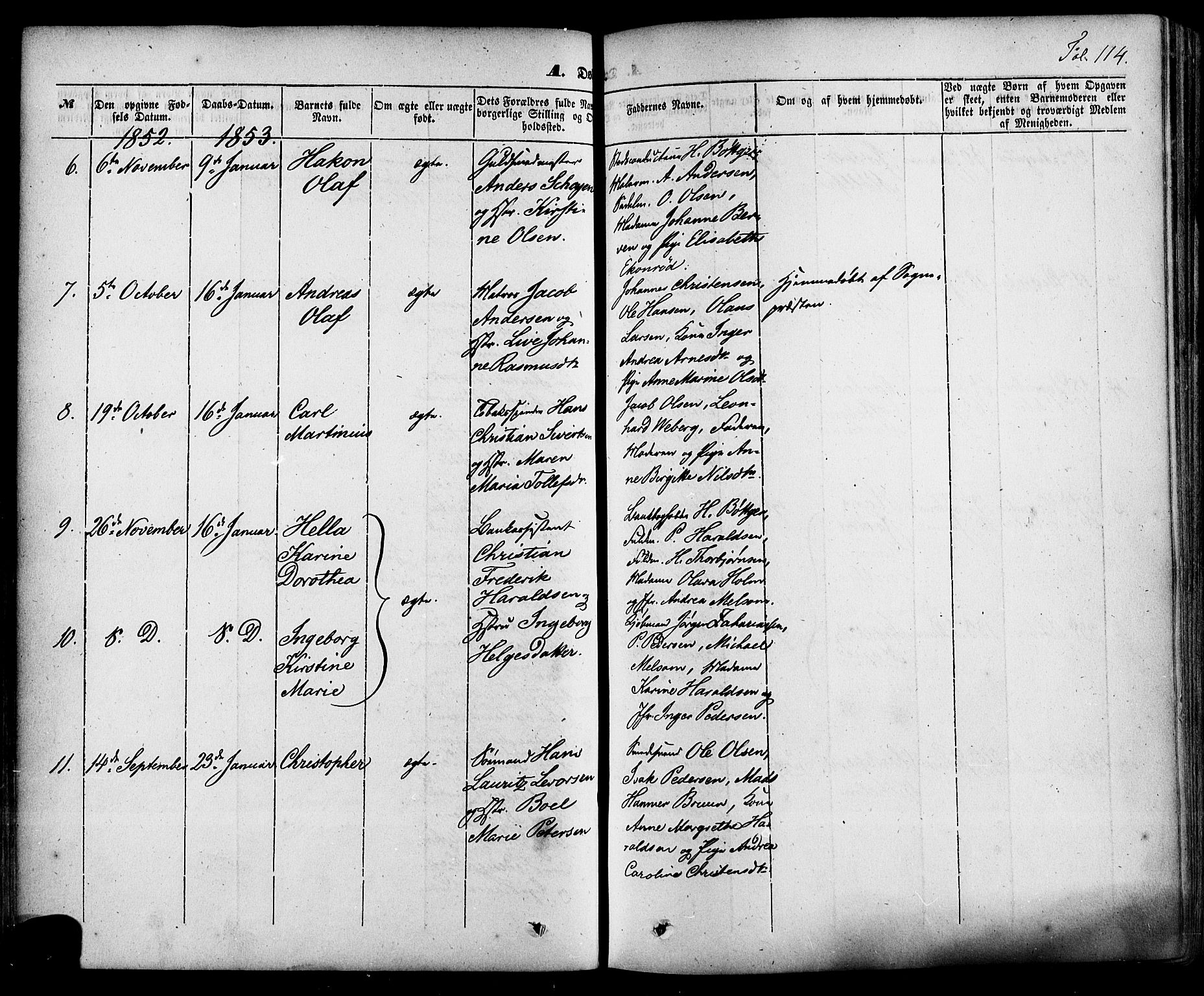 Skien kirkebøker, SAKO/A-302/F/Fa/L0006a: Parish register (official) no. 6A, 1843-1856, p. 114