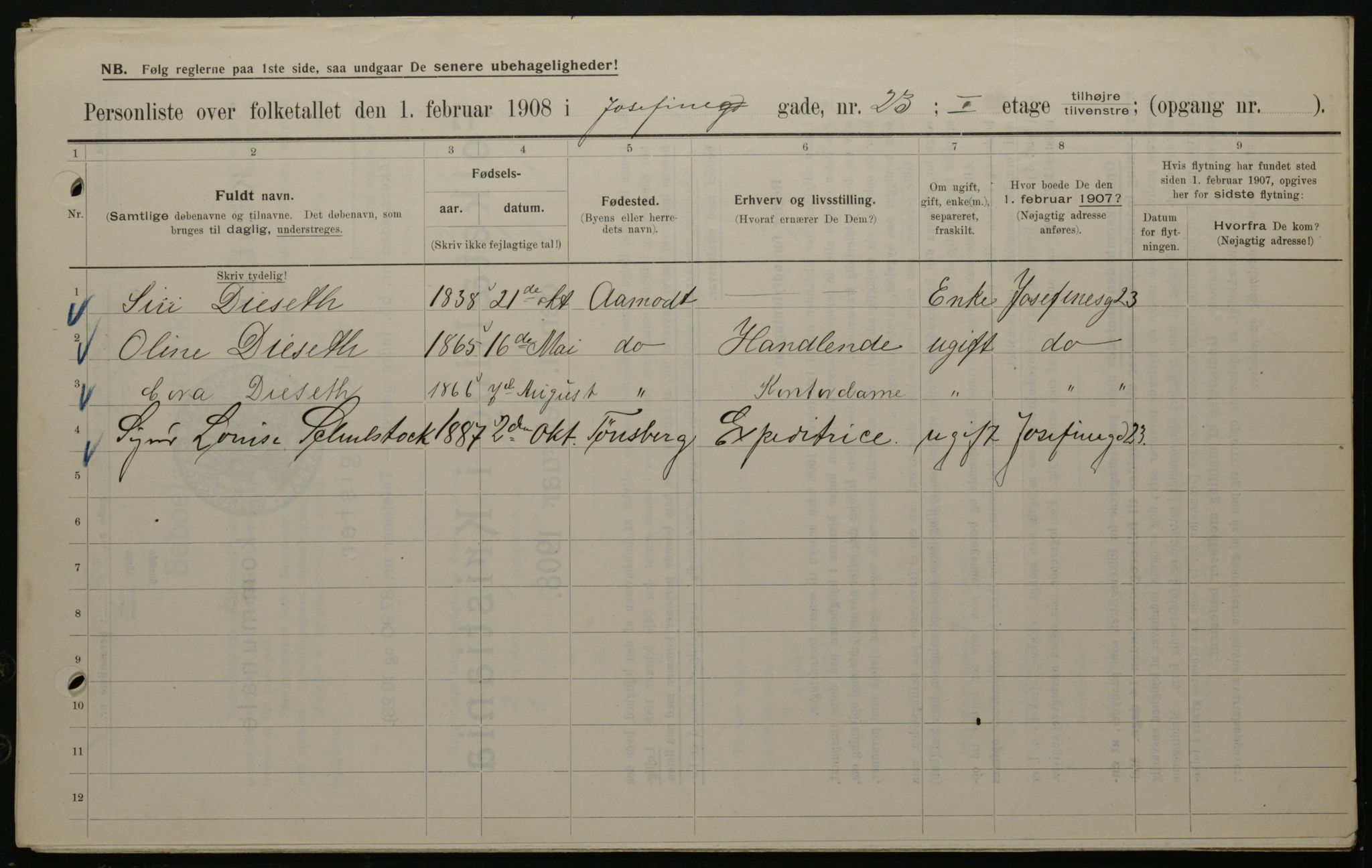 OBA, Municipal Census 1908 for Kristiania, 1908, p. 42428