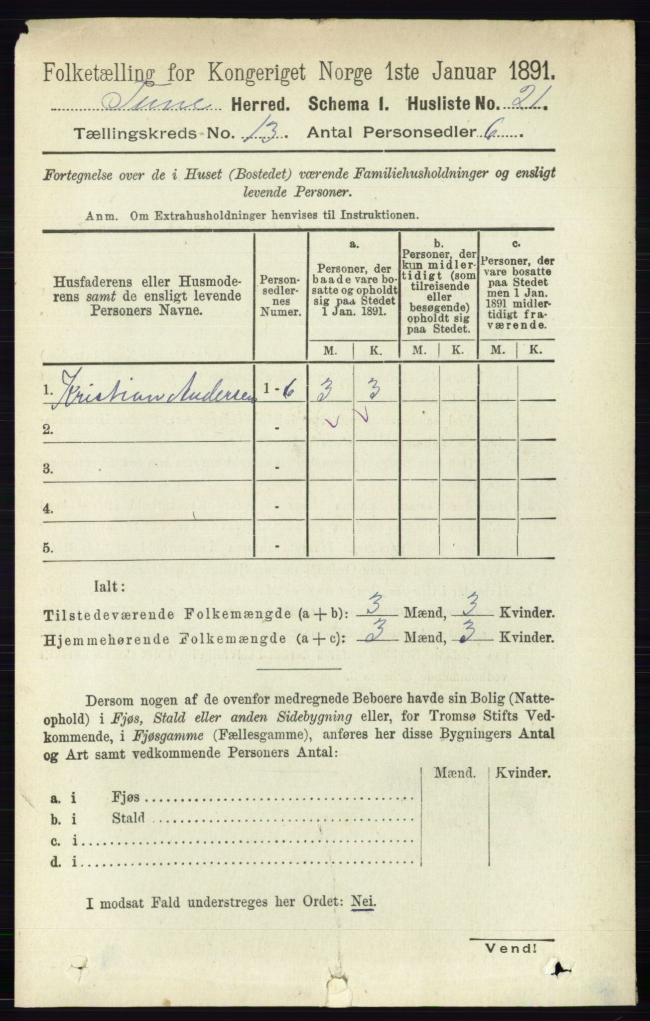 RA, 1891 census for 0130 Tune, 1891, p. 7558