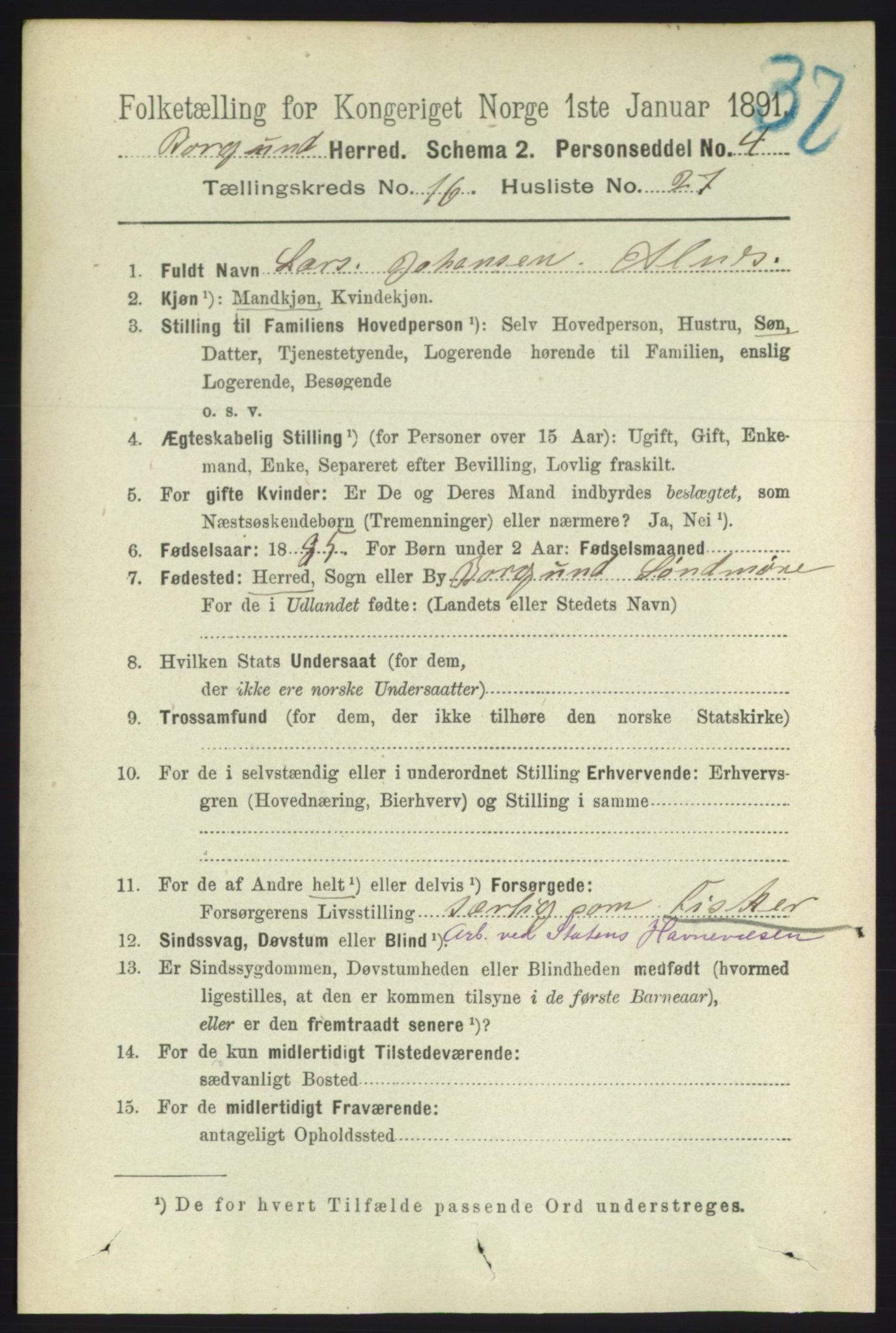 RA, 1891 census for 1531 Borgund, 1891, p. 4904