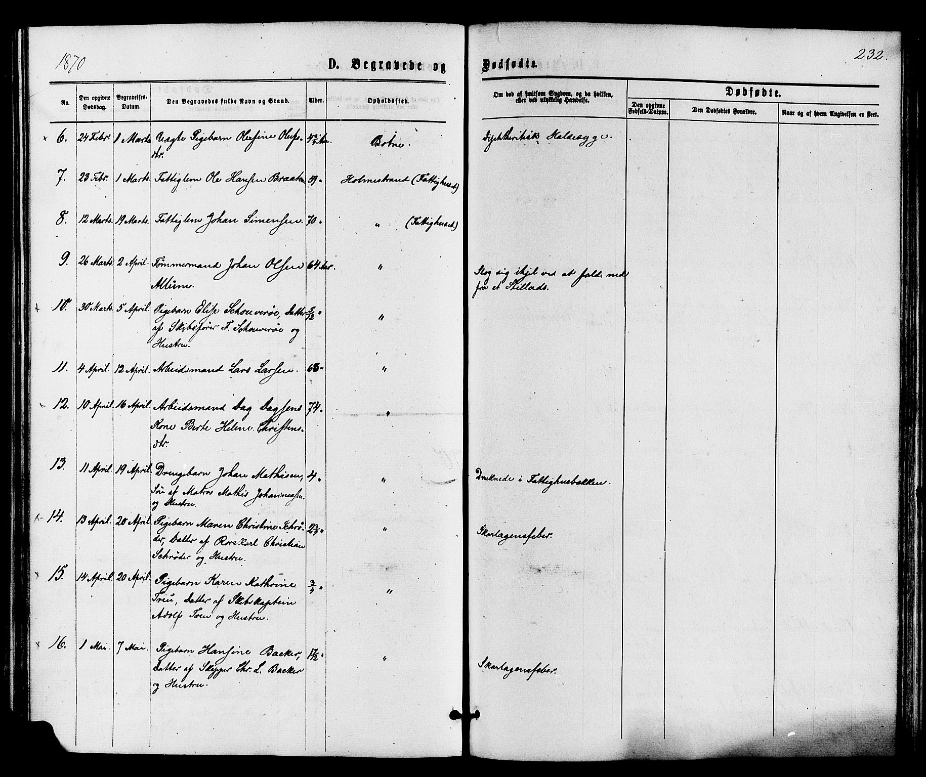 Holmestrand kirkebøker, AV/SAKO-A-346/F/Fa/L0003: Parish register (official) no. 3, 1867-1879, p. 232