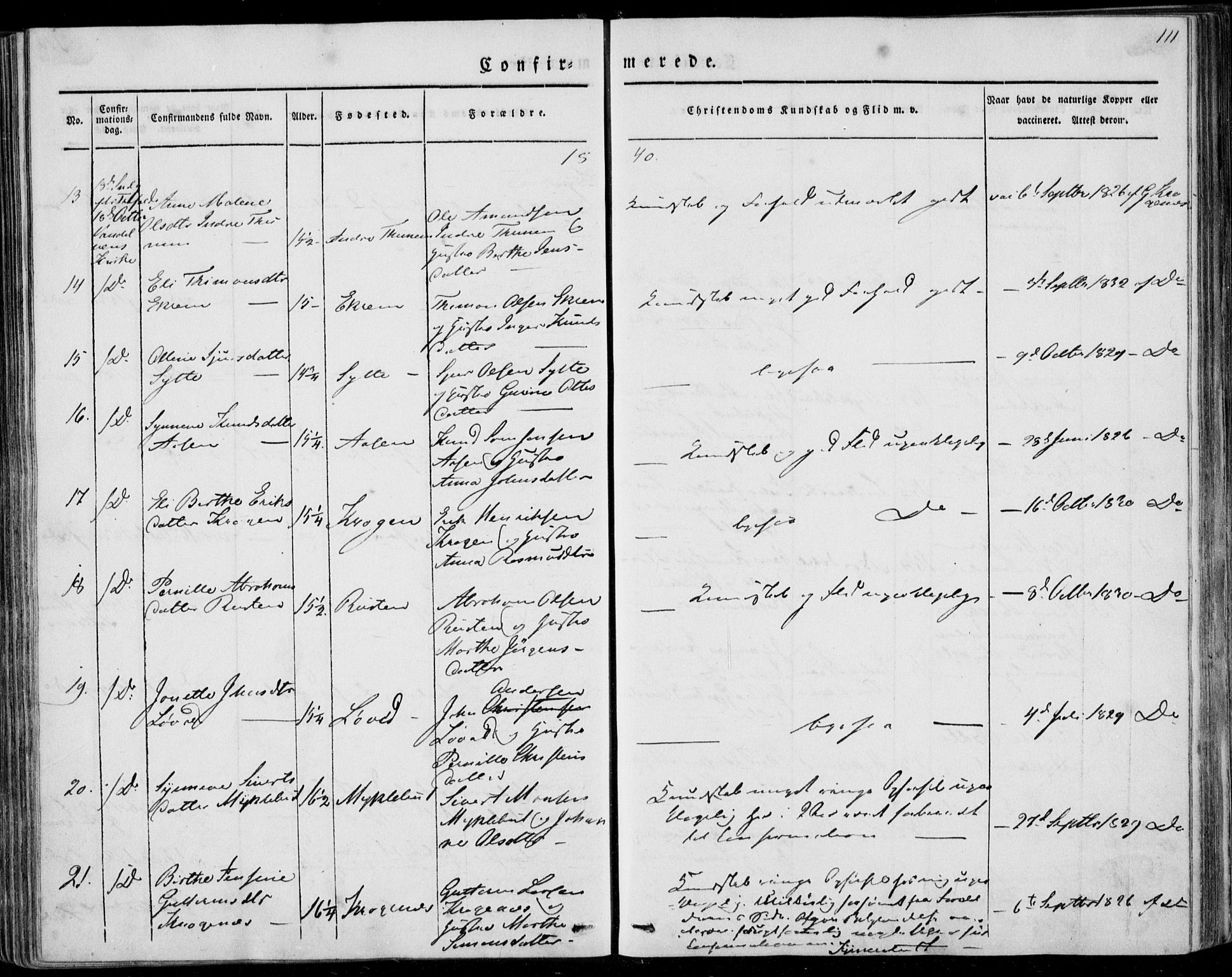 Ministerialprotokoller, klokkerbøker og fødselsregistre - Møre og Romsdal, AV/SAT-A-1454/501/L0005: Parish register (official) no. 501A05, 1831-1844, p. 111