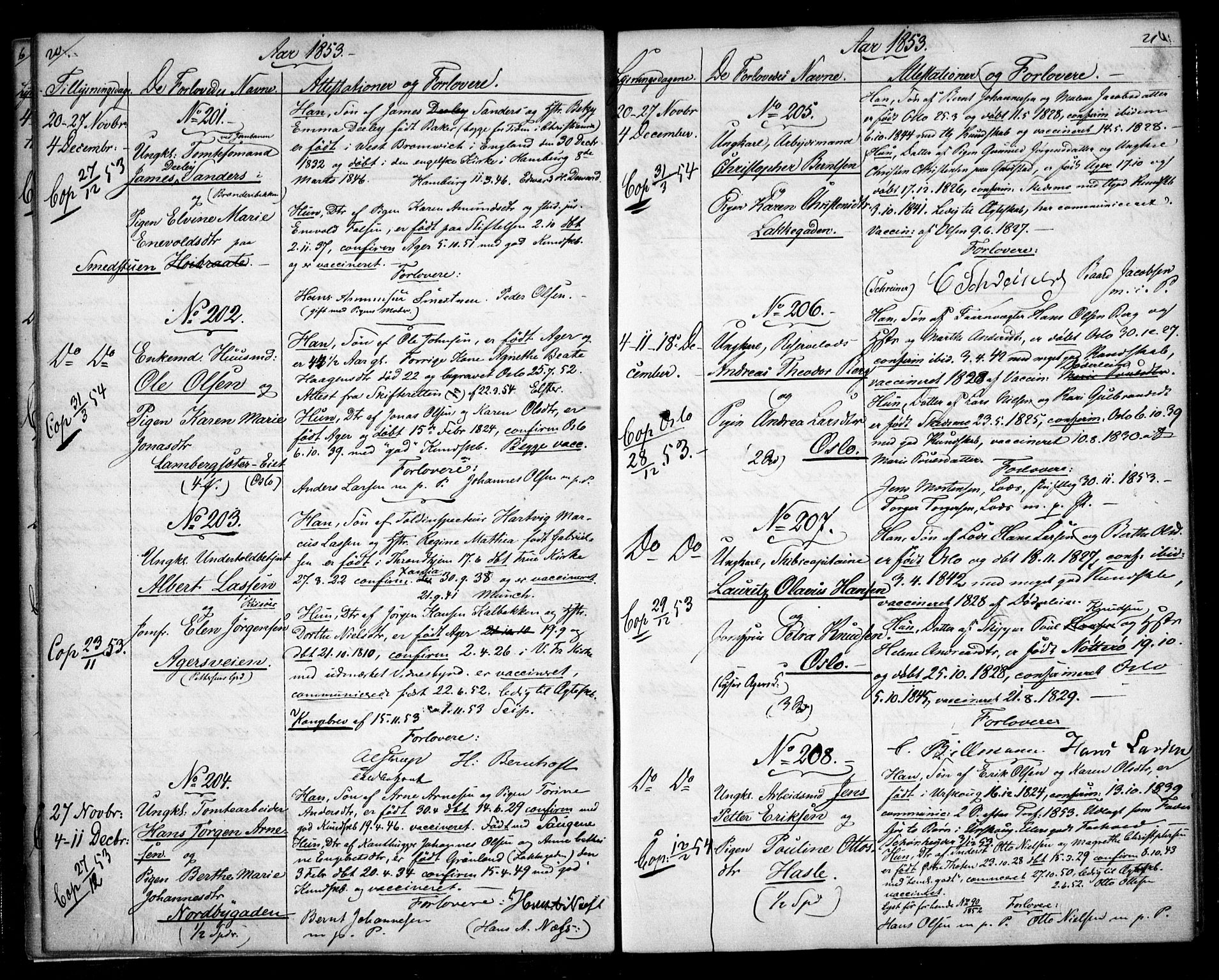 Aker prestekontor kirkebøker, AV/SAO-A-10861/H/L0005: Banns register no. 5, 1853-1864, p. 20-21