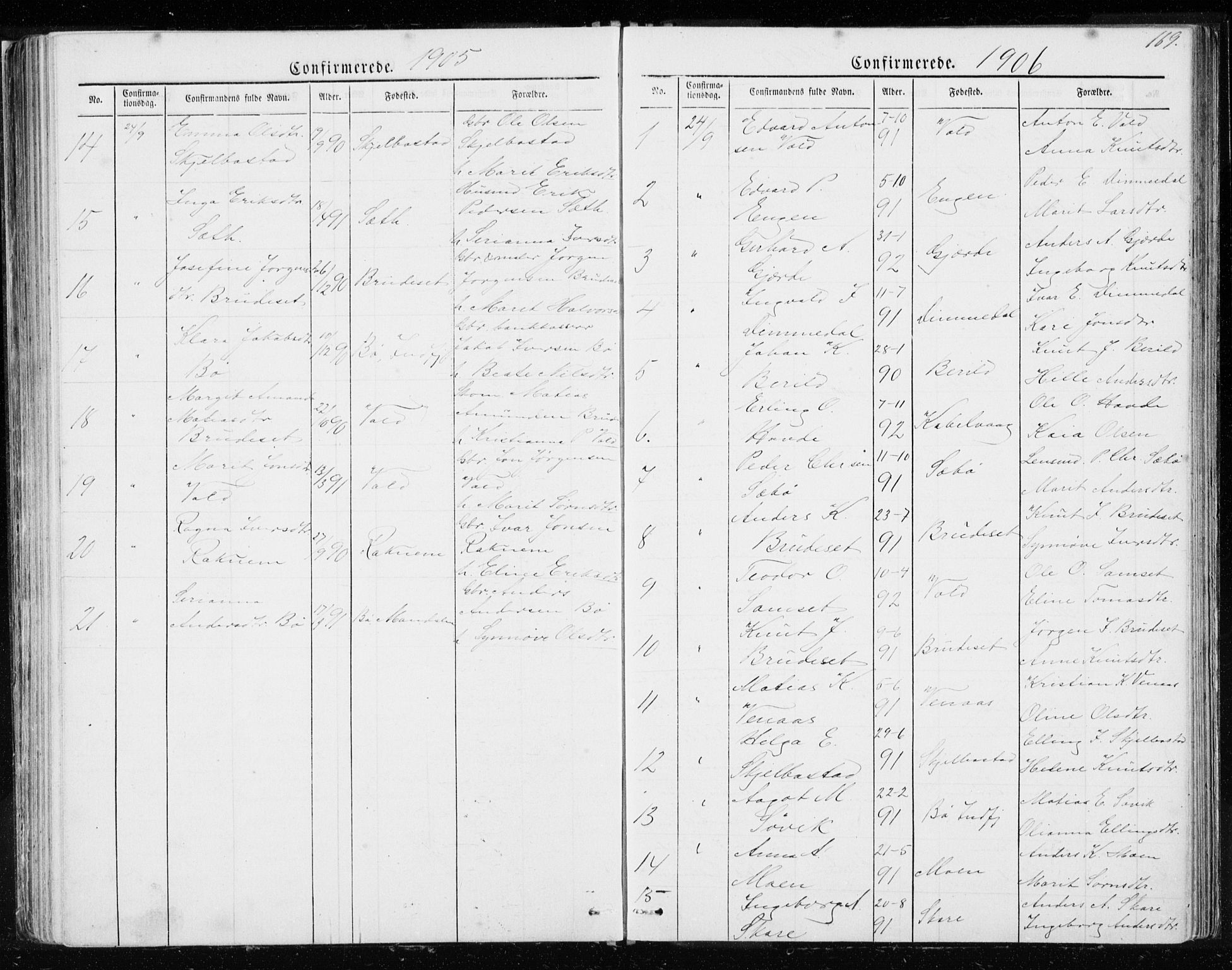 Ministerialprotokoller, klokkerbøker og fødselsregistre - Møre og Romsdal, SAT/A-1454/543/L0564: Parish register (copy) no. 543C02, 1867-1915, p. 169