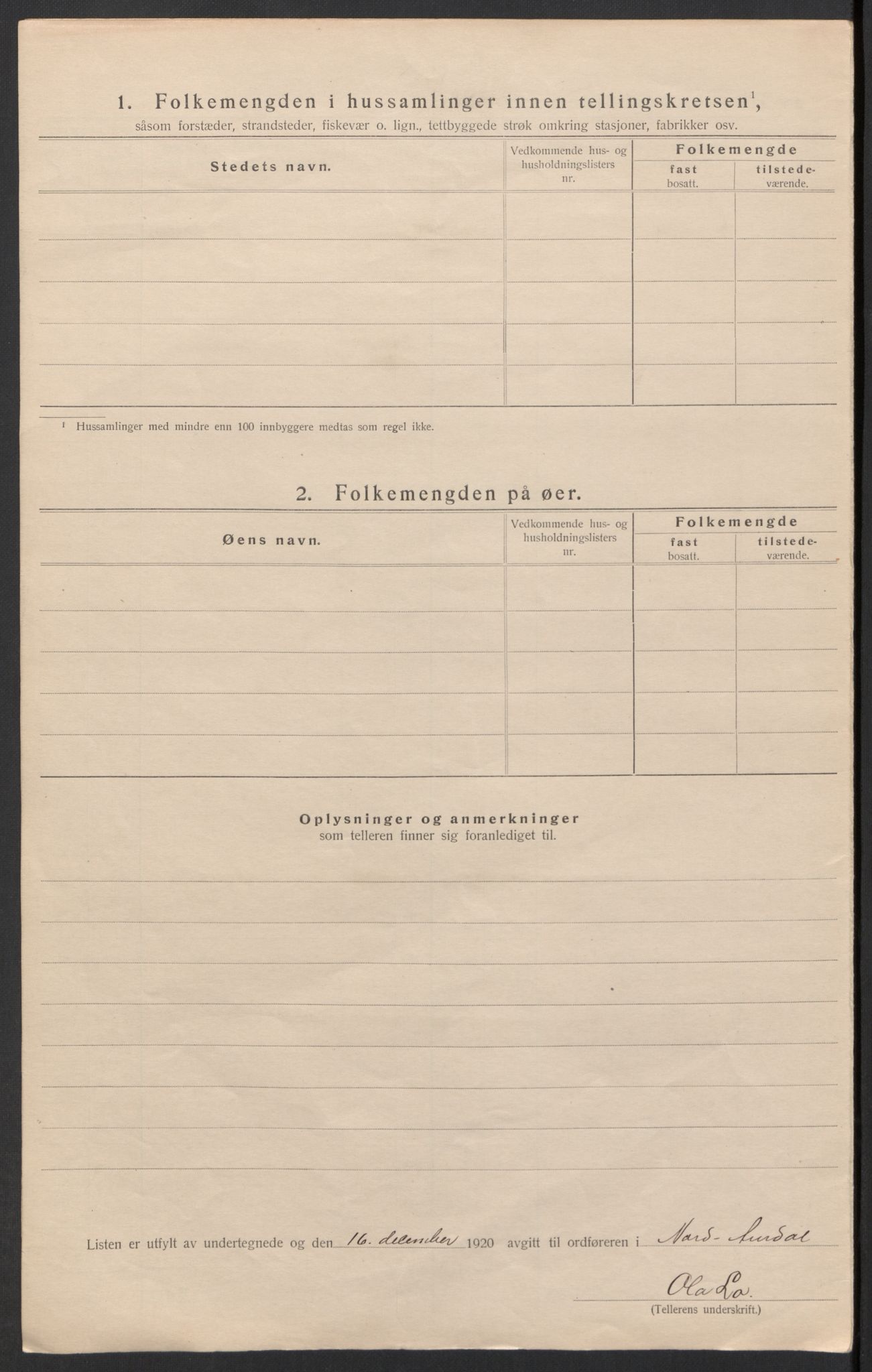 SAH, 1920 census for Nord-Aurdal, 1920, p. 44