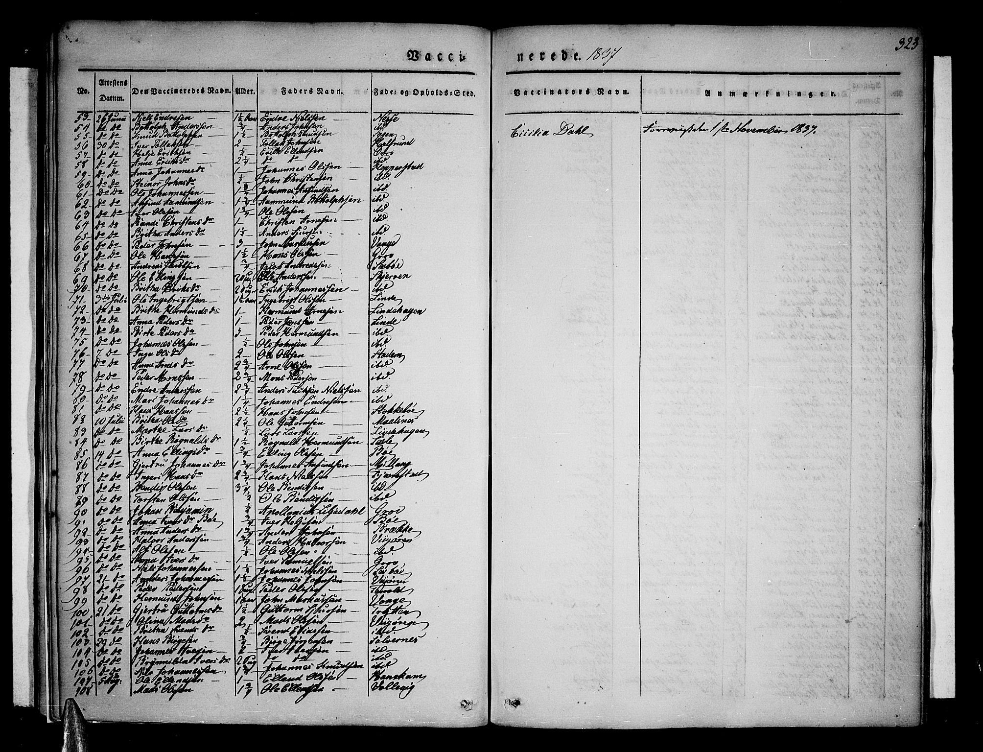 Vik sokneprestembete, AV/SAB-A-81501/H/Haa/Haaa/L0007: Parish register (official) no. A 7, 1831-1845, p. 323