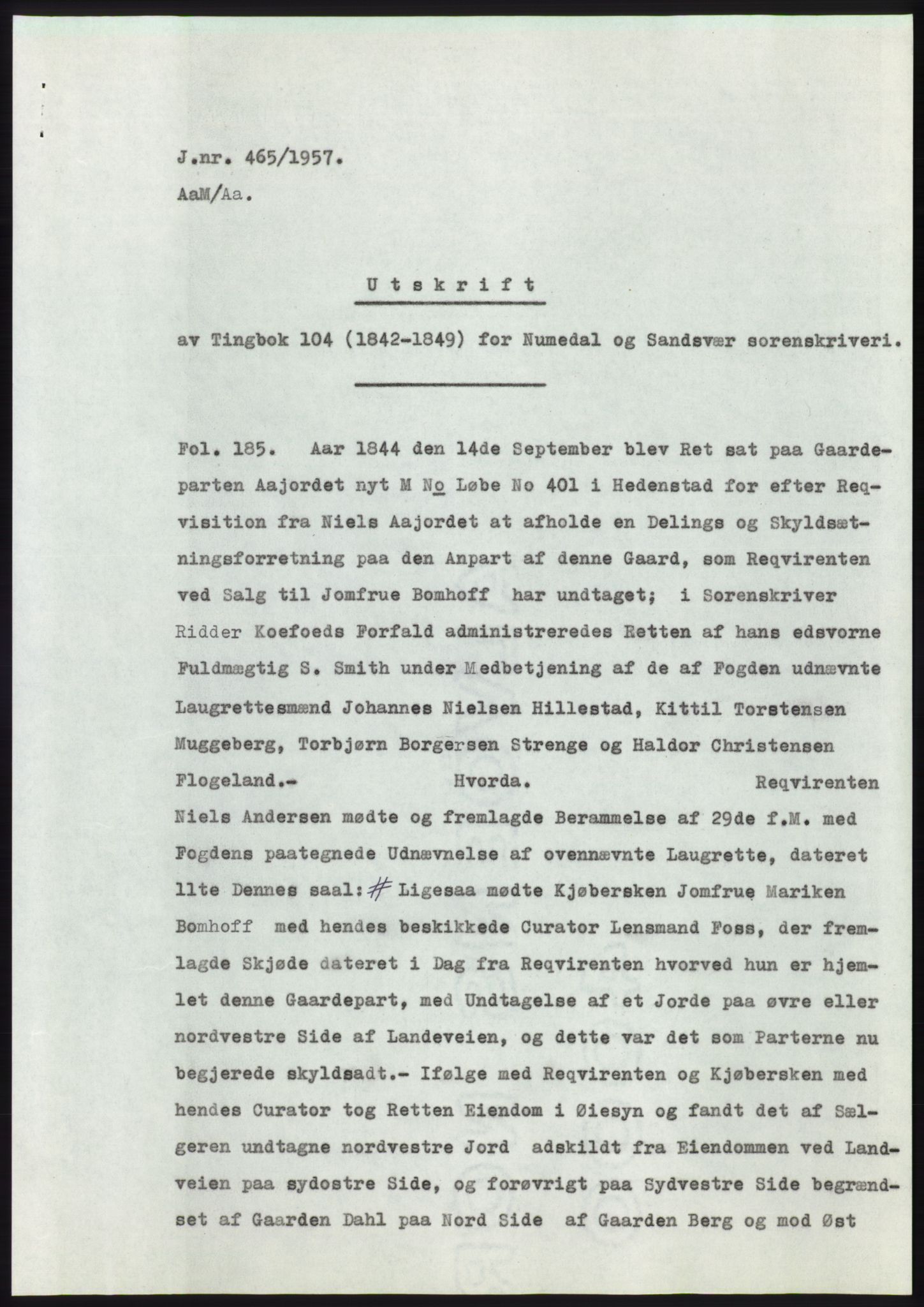 Statsarkivet i Kongsberg, AV/SAKO-A-0001/E/Ee/L0009: Avskrifter, SAO jnr. 354/1957 - 770/1957, 1957, p. 118