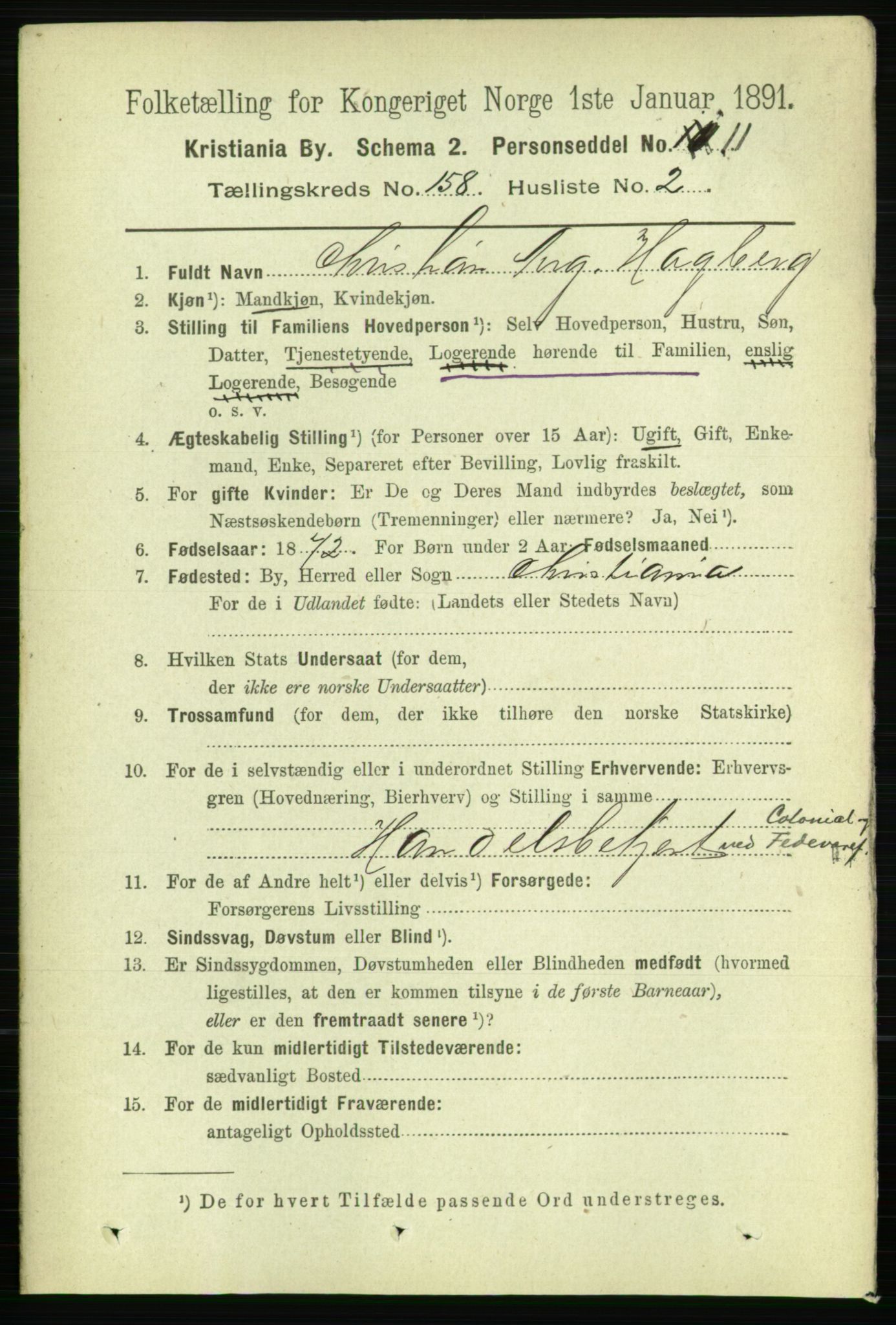 RA, 1891 census for 0301 Kristiania, 1891, p. 89667