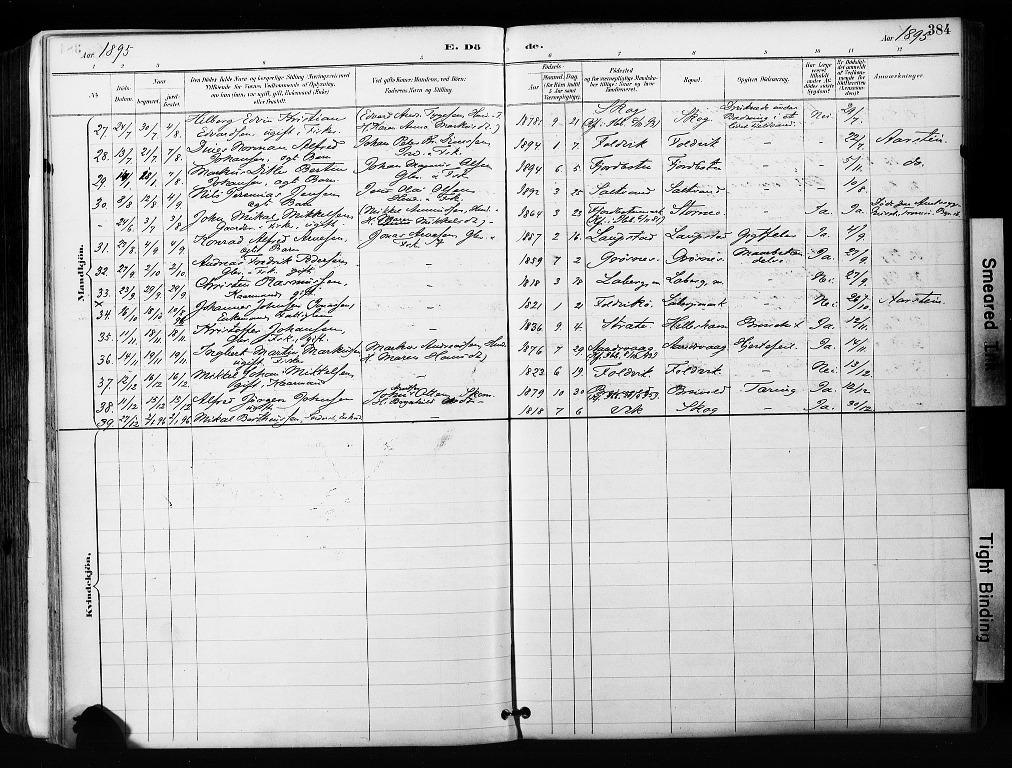 Ibestad sokneprestembete, SATØ/S-0077/H/Ha/Haa/L0012kirke: Parish register (official) no. 12, 1890-1900, p. 384