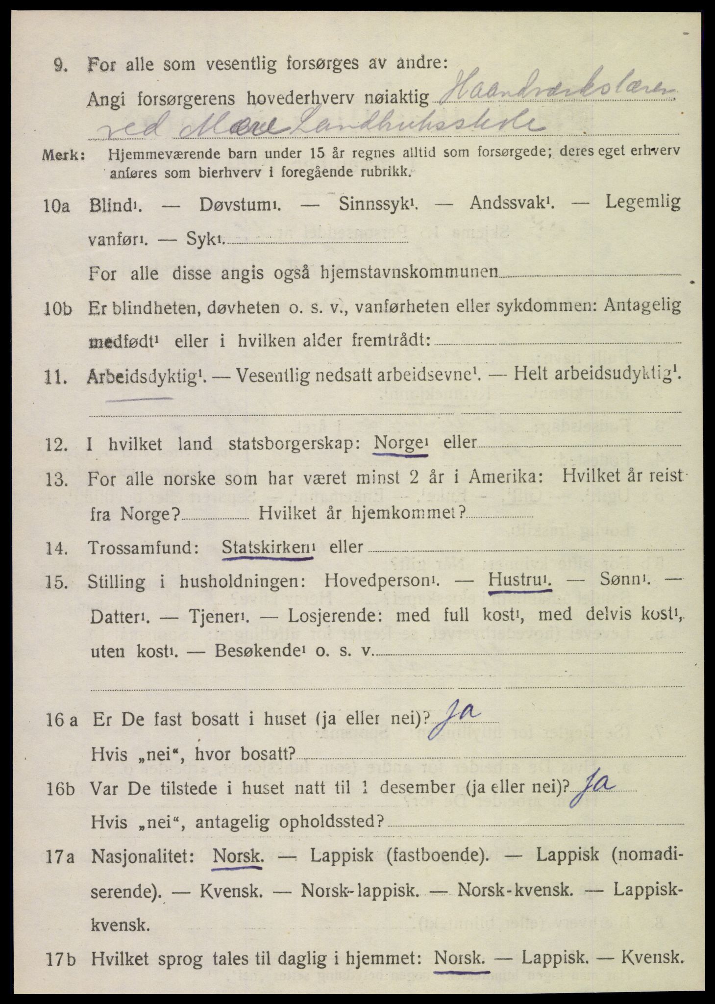 SAT, 1920 census for Sparbu, 1920, p. 2100