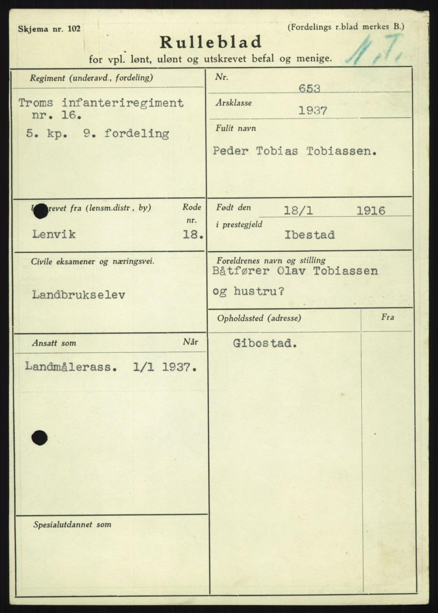 Forsvaret, Troms infanteriregiment nr. 16, AV/RA-RAFA-3146/P/Pa/L0021: Rulleblad for regimentets menige mannskaper, årsklasse 1937, 1937, p. 1177