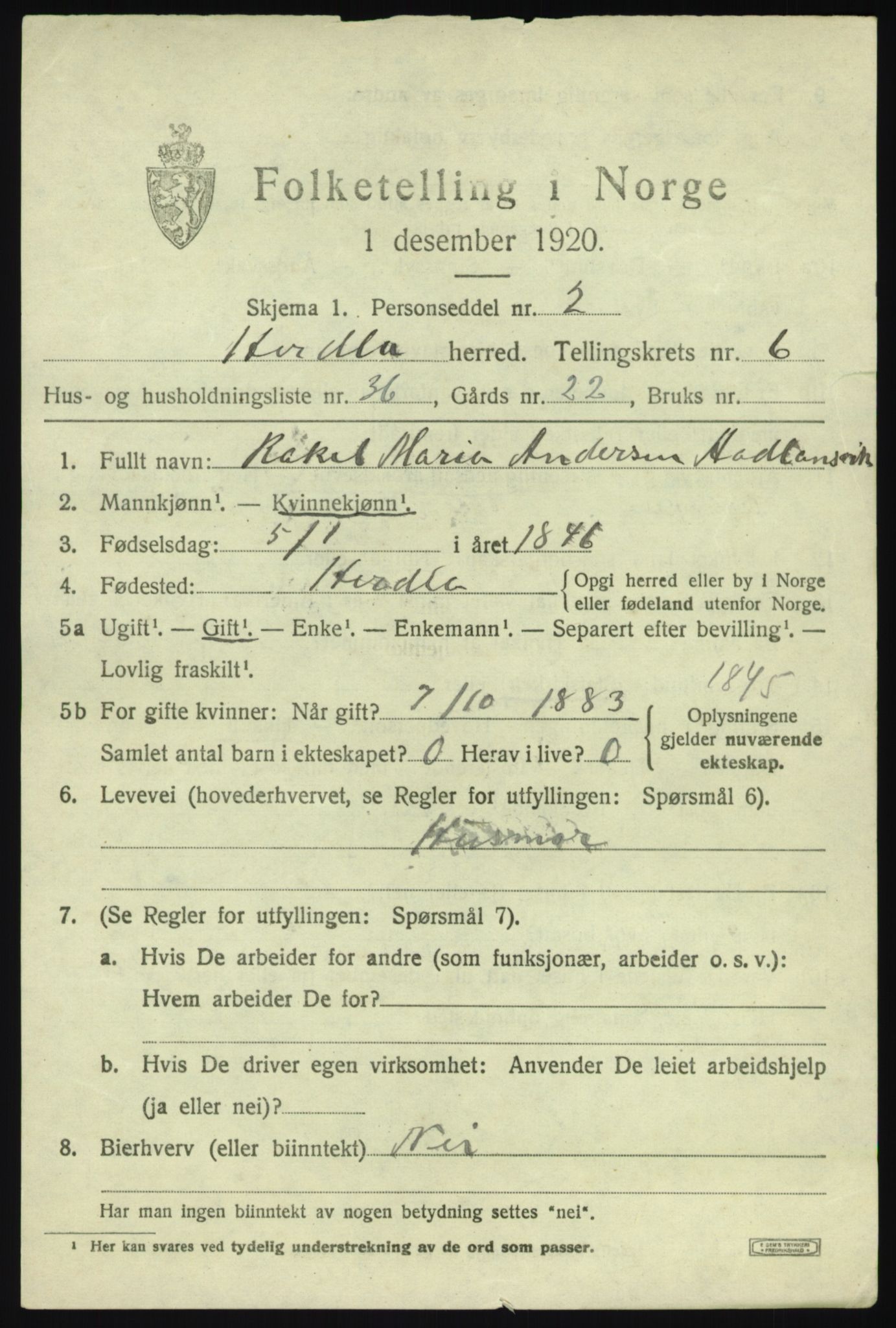 SAB, 1920 census for Herdla, 1920, p. 4867