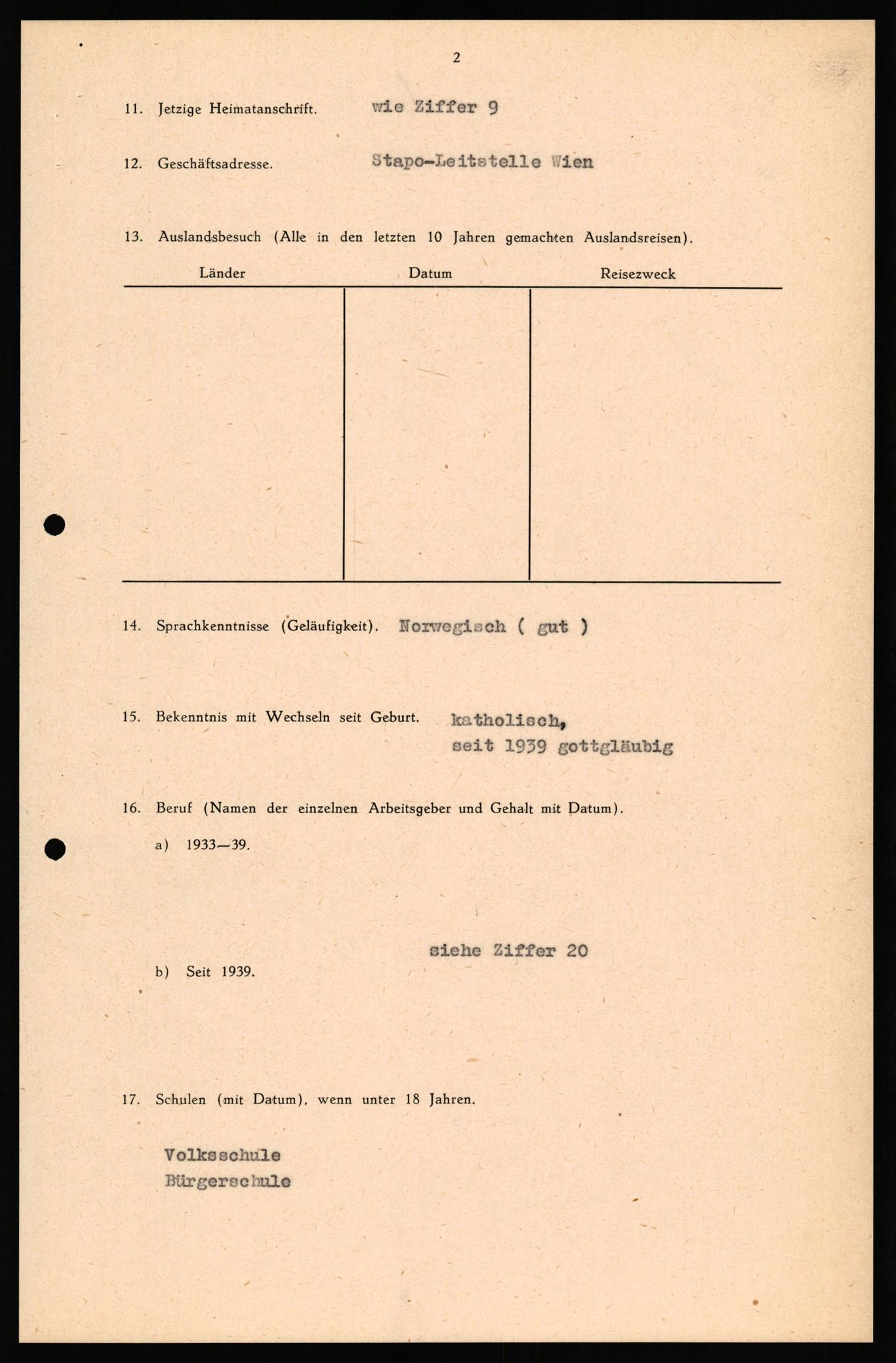 Forsvaret, Forsvarets overkommando II, AV/RA-RAFA-3915/D/Db/L0040: CI Questionaires. Tyske okkupasjonsstyrker i Norge. Østerrikere., 1945-1946, p. 324