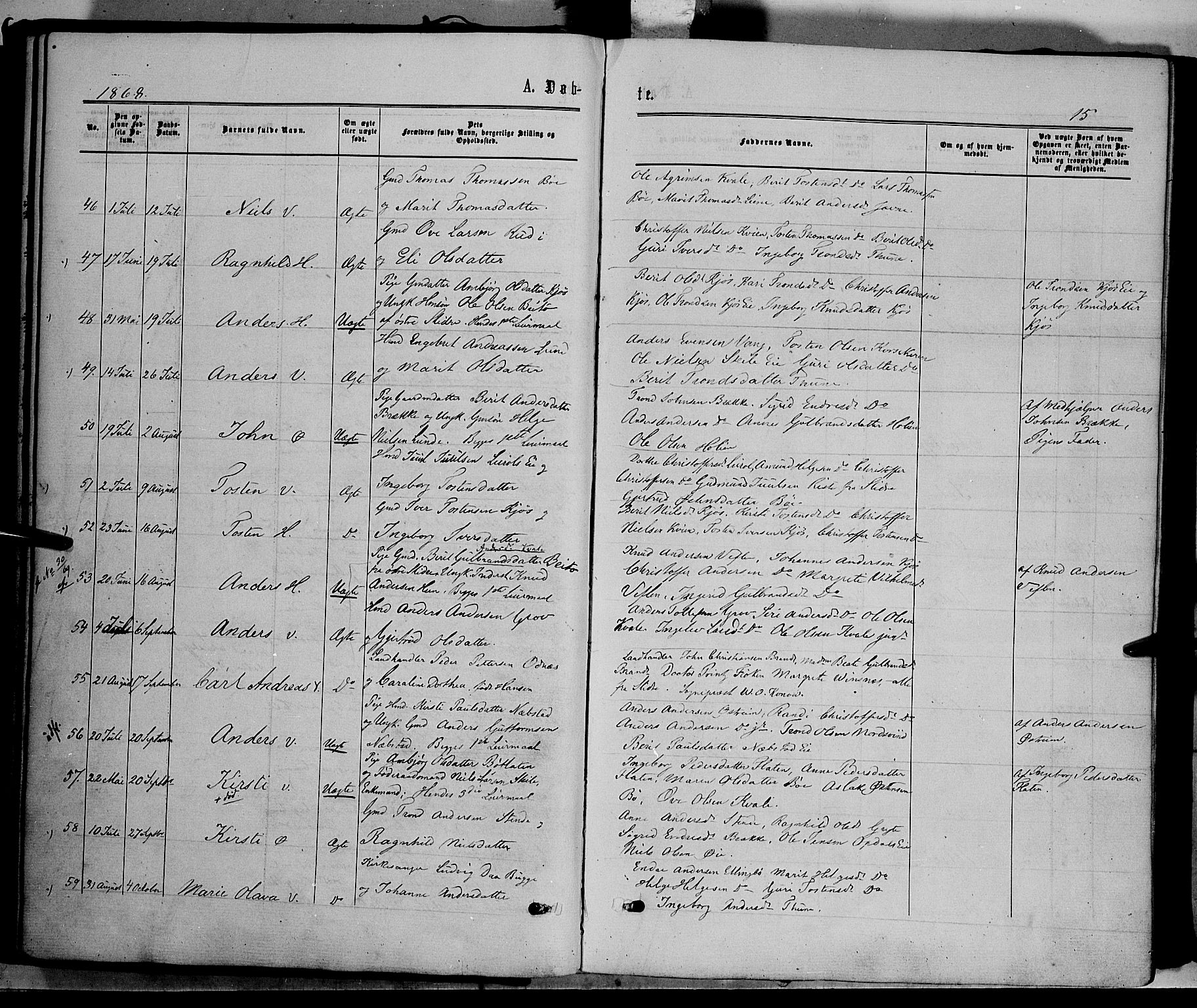 Vang prestekontor, Valdres, SAH/PREST-140/H/Ha/L0007: Parish register (official) no. 7, 1865-1881, p. 15