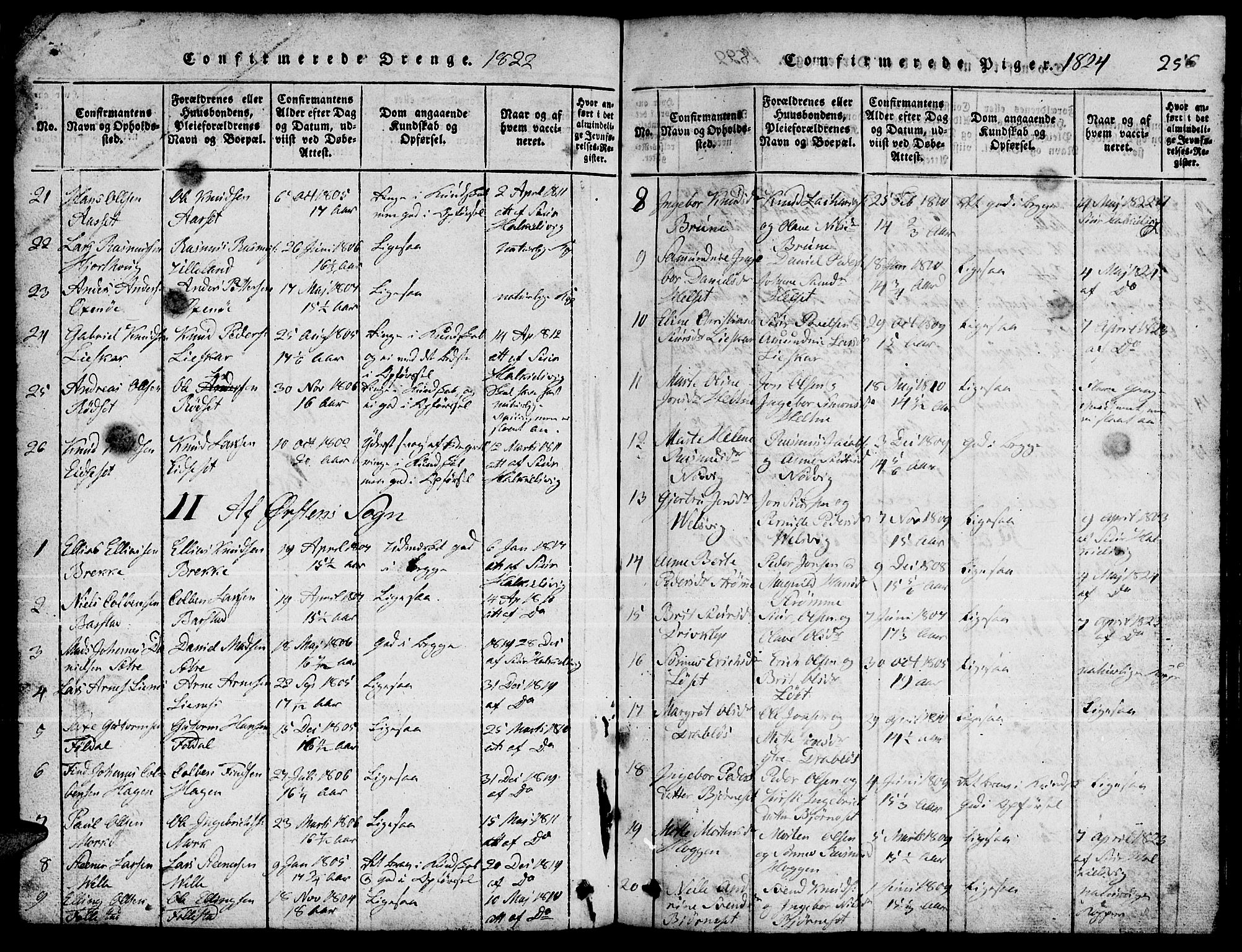 Ministerialprotokoller, klokkerbøker og fødselsregistre - Møre og Romsdal, SAT/A-1454/511/L0155: Parish register (copy) no. 511C01, 1817-1829, p. 256