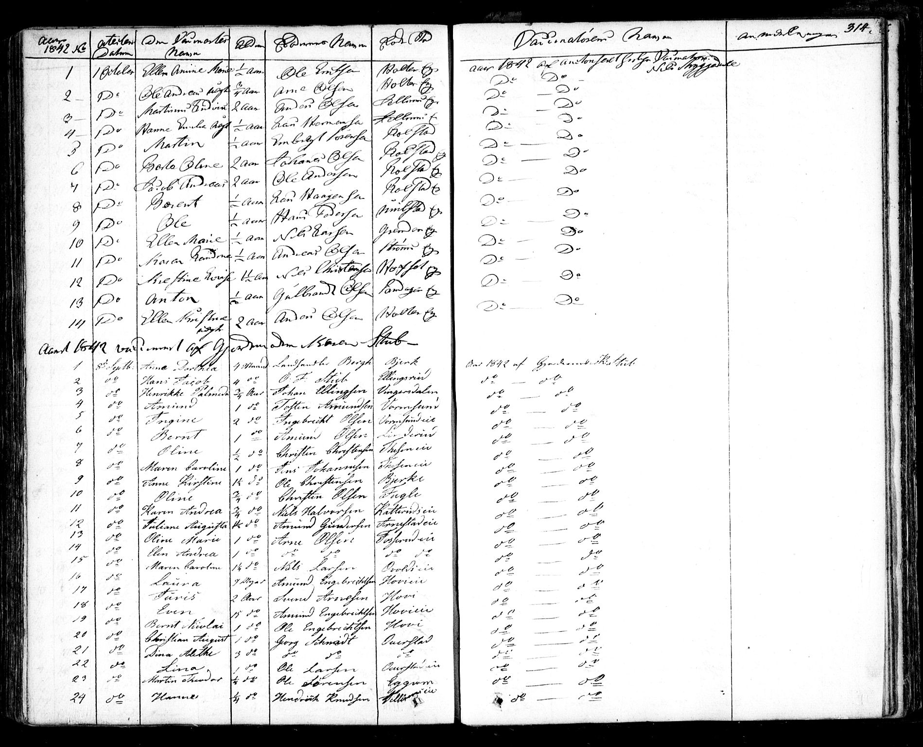 Nes prestekontor Kirkebøker, AV/SAO-A-10410/F/Fa/L0006: Parish register (official) no. I 6, 1833-1845, p. 314