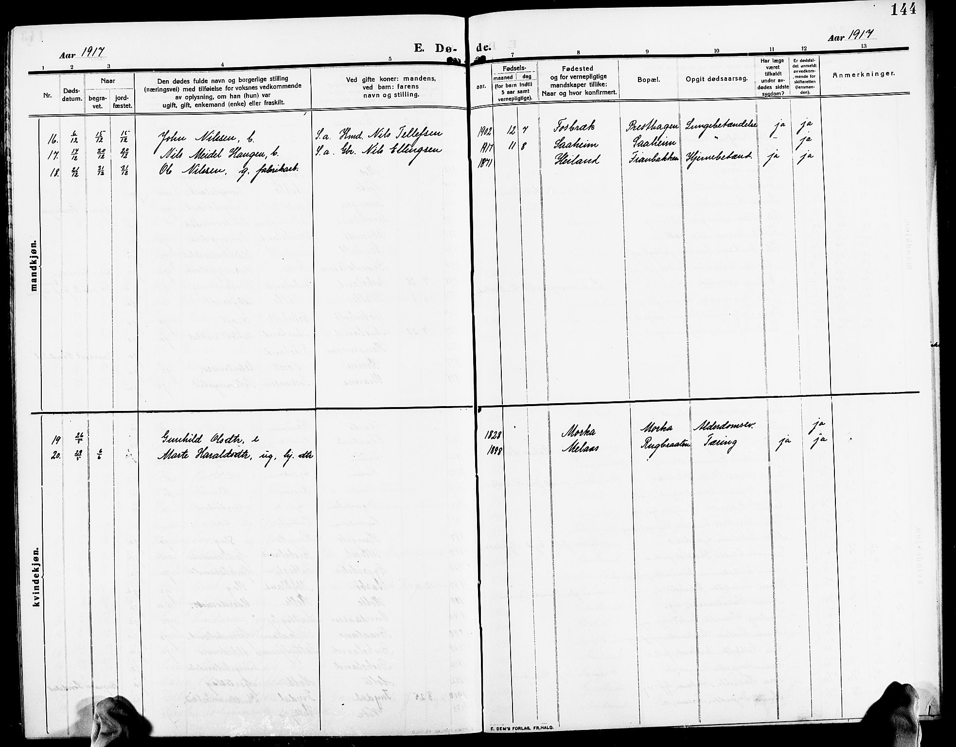 Gjerstad sokneprestkontor, AV/SAK-1111-0014/F/Fb/Fba/L0008: Parish register (copy) no. B 8, 1909-1925, p. 144