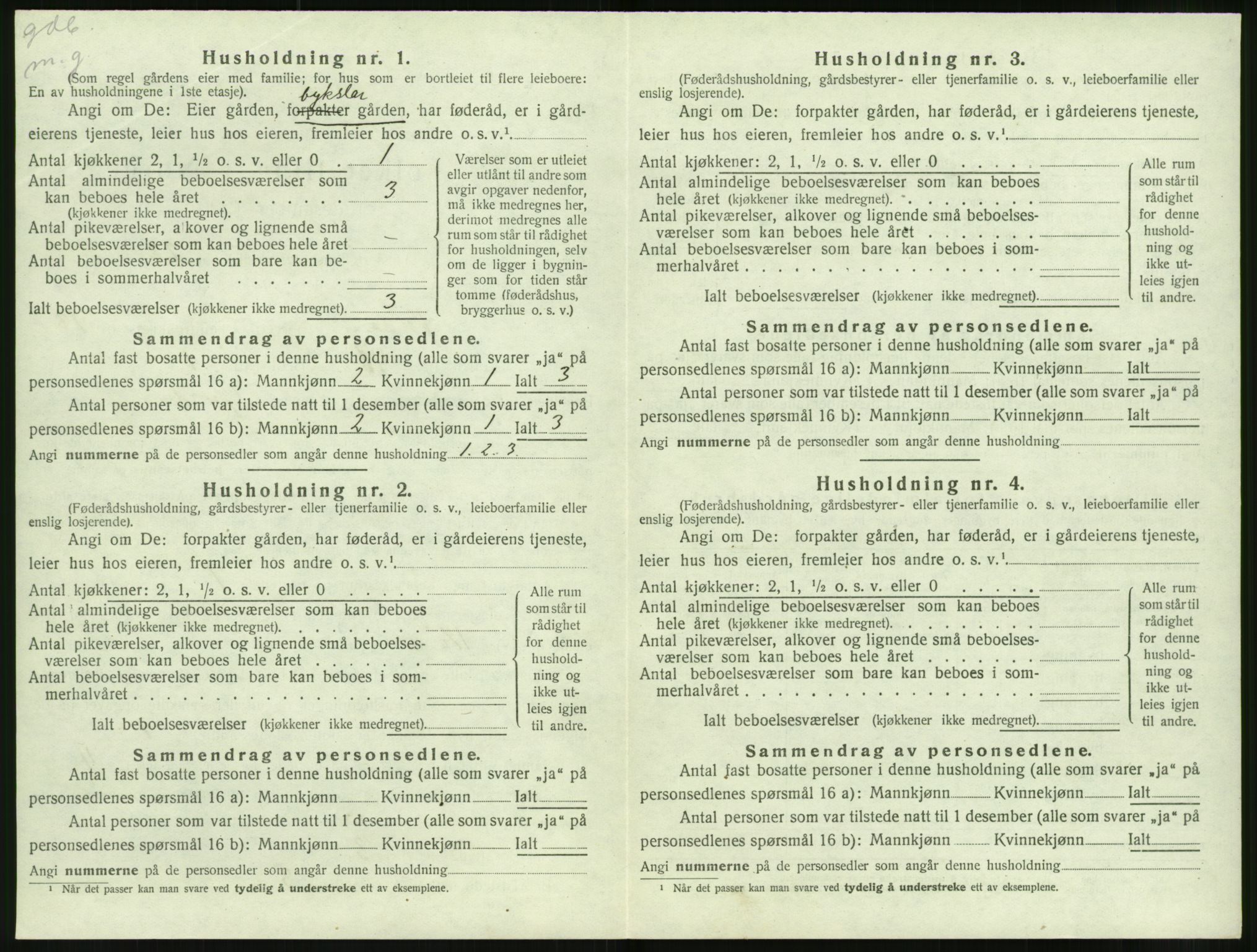 SAT, 1920 census for Volda, 1920, p. 1091