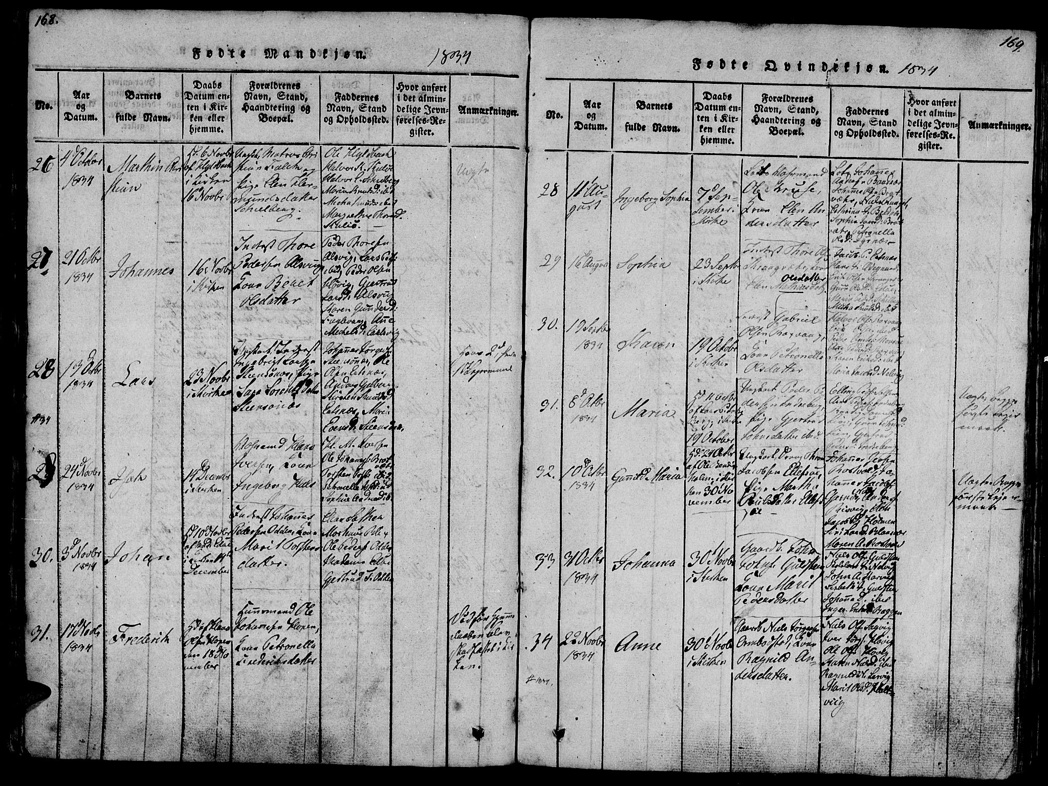 Ministerialprotokoller, klokkerbøker og fødselsregistre - Møre og Romsdal, AV/SAT-A-1454/581/L0933: Parish register (official) no. 581A03 /1, 1819-1836, p. 168-169