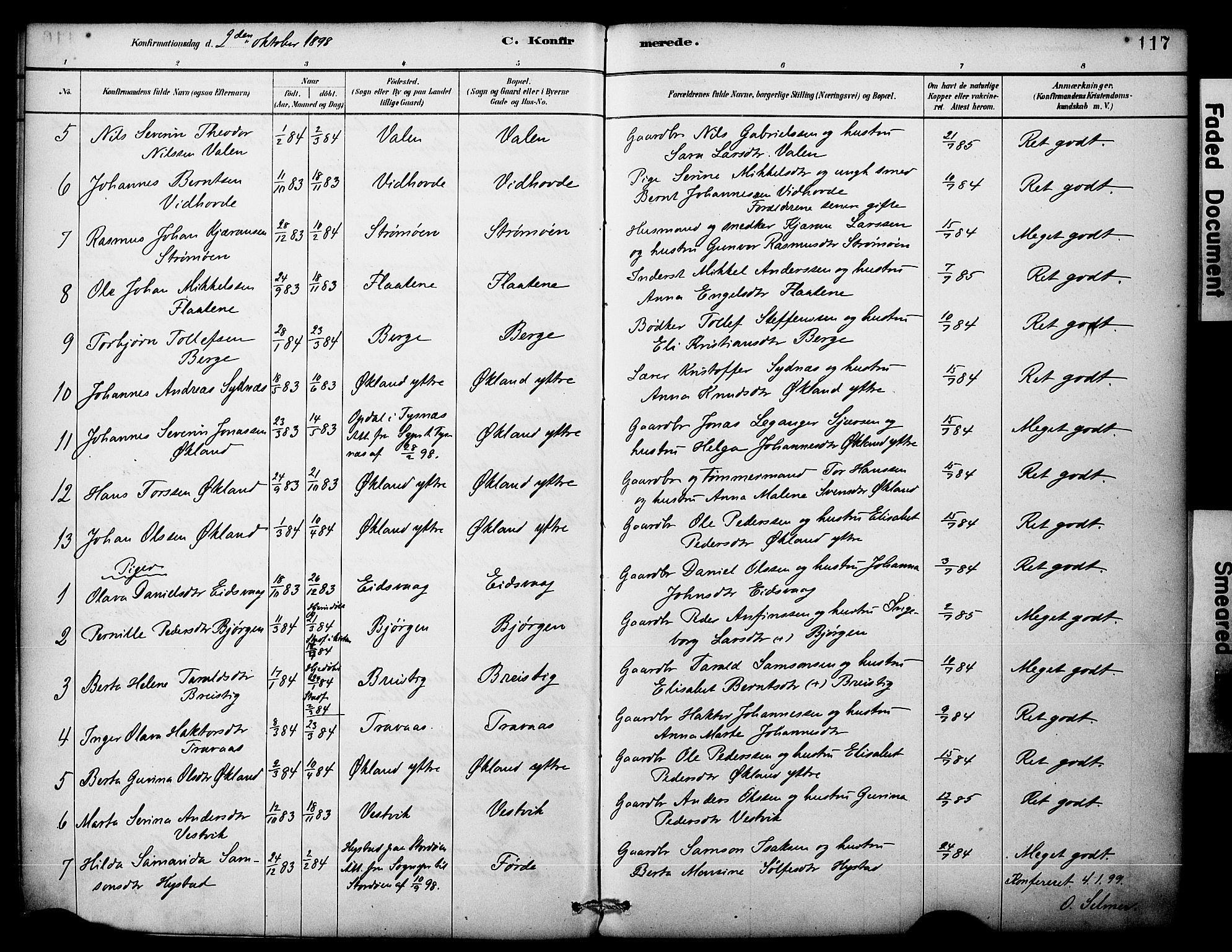 Sveio Sokneprestembete, SAB/A-78501/H/Haa: Parish register (official) no. C 2, 1881-1899, p. 117