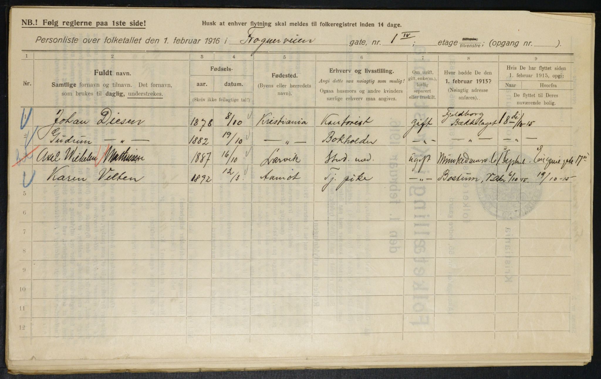 OBA, Municipal Census 1916 for Kristiania, 1916, p. 27653