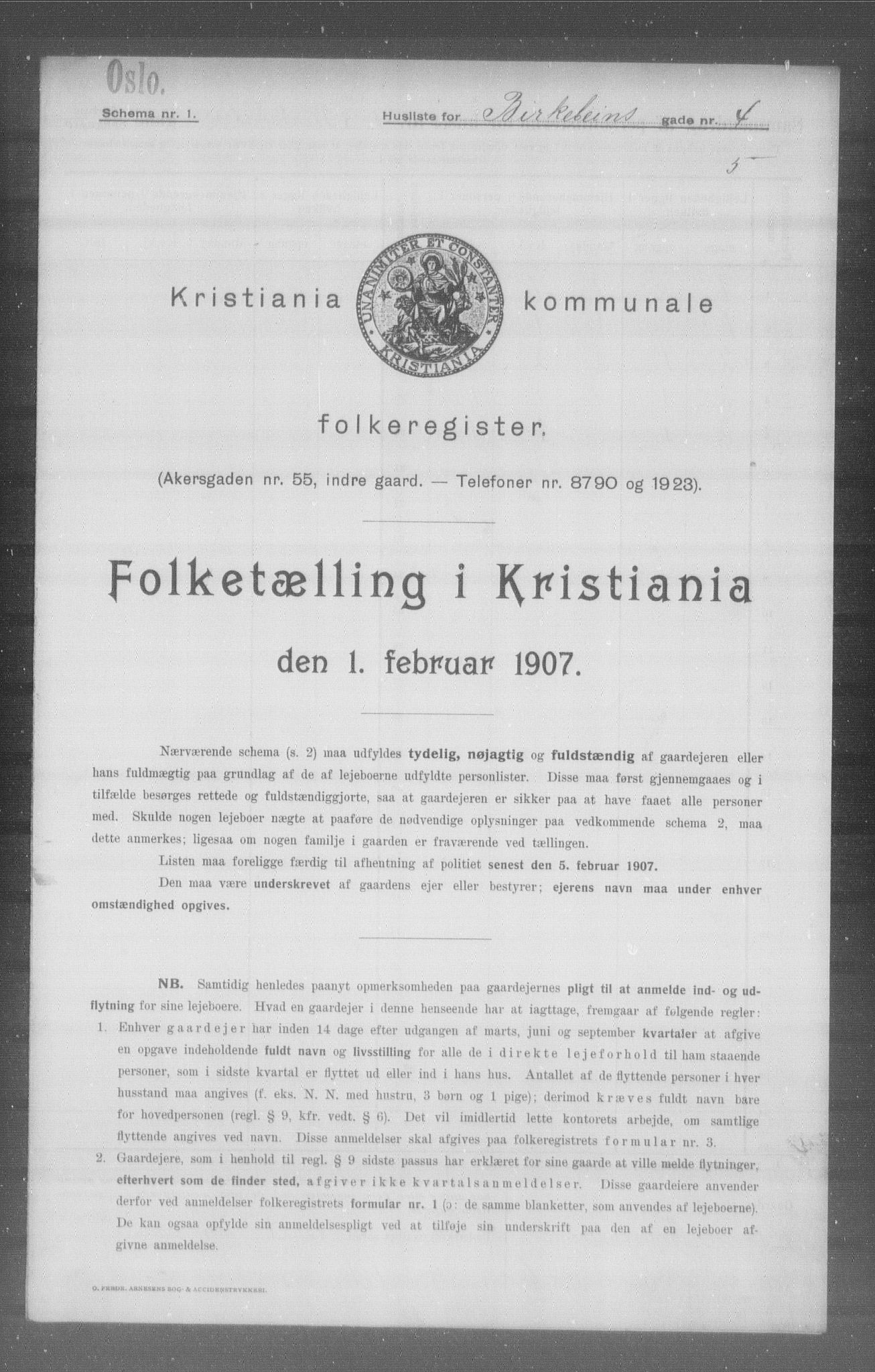 OBA, Municipal Census 1907 for Kristiania, 1907, p. 2661