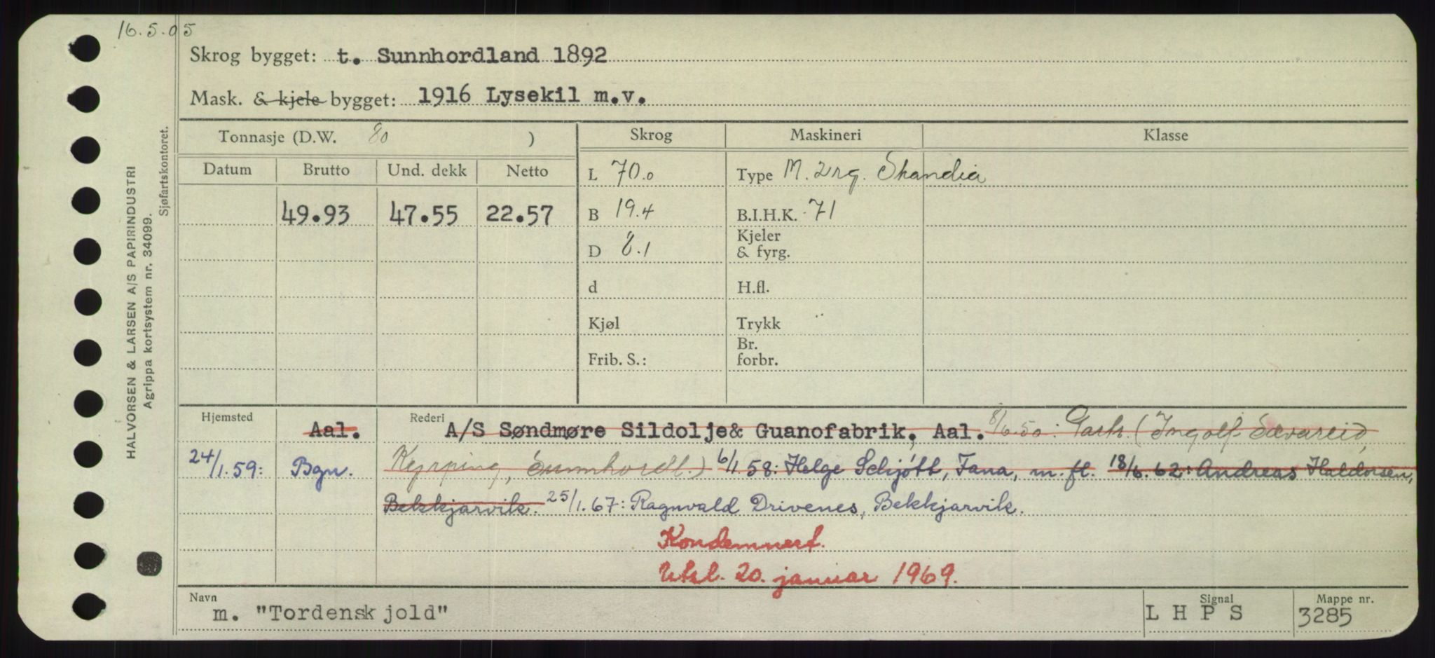 Sjøfartsdirektoratet med forløpere, Skipsmålingen, RA/S-1627/H/Hd/L0039: Fartøy, Ti-Tø, p. 269