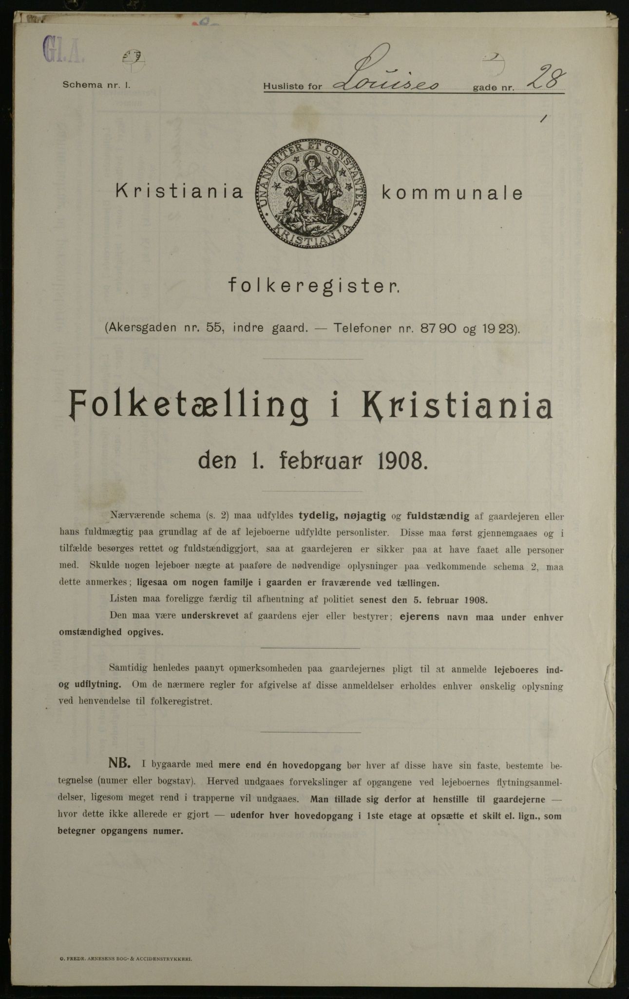 OBA, Municipal Census 1908 for Kristiania, 1908, p. 52304