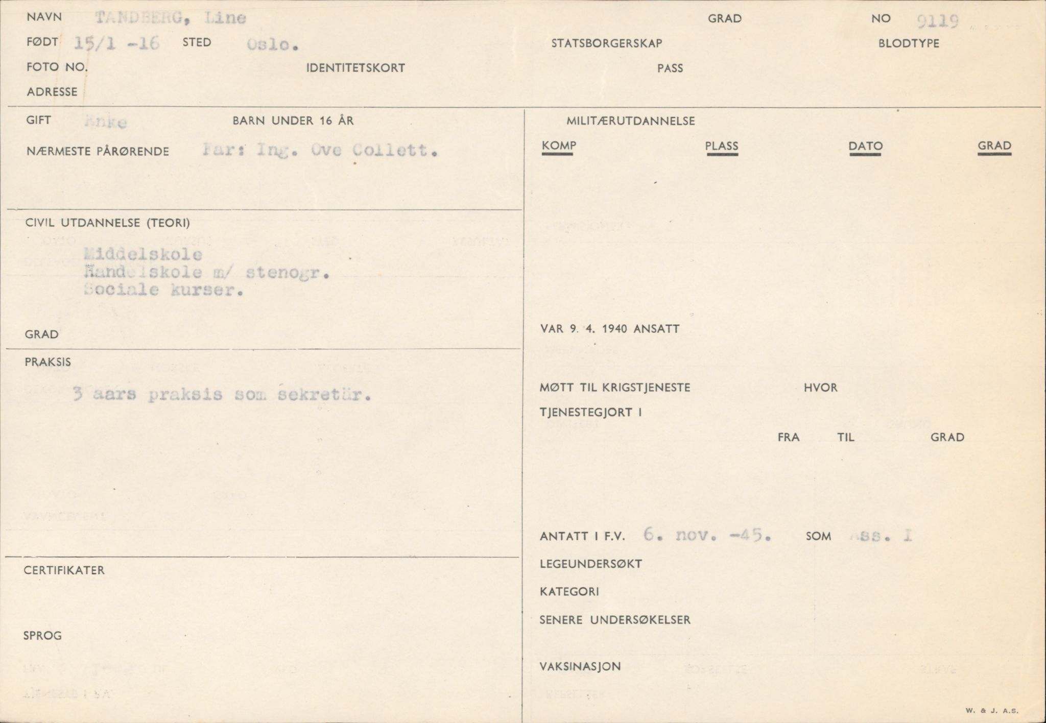 Forsvaret, Forsvarets overkommando/Luftforsvarsstaben, RA/RAFA-4079/P/Pa/L0048: Personellpapirer, 1916, p. 195