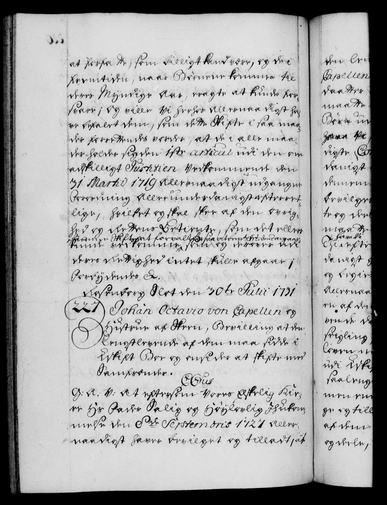 Danske Kanselli 1572-1799, AV/RA-EA-3023/F/Fc/Fca/Fcaa/L0027: Norske registre, 1730-1732, p. 226b