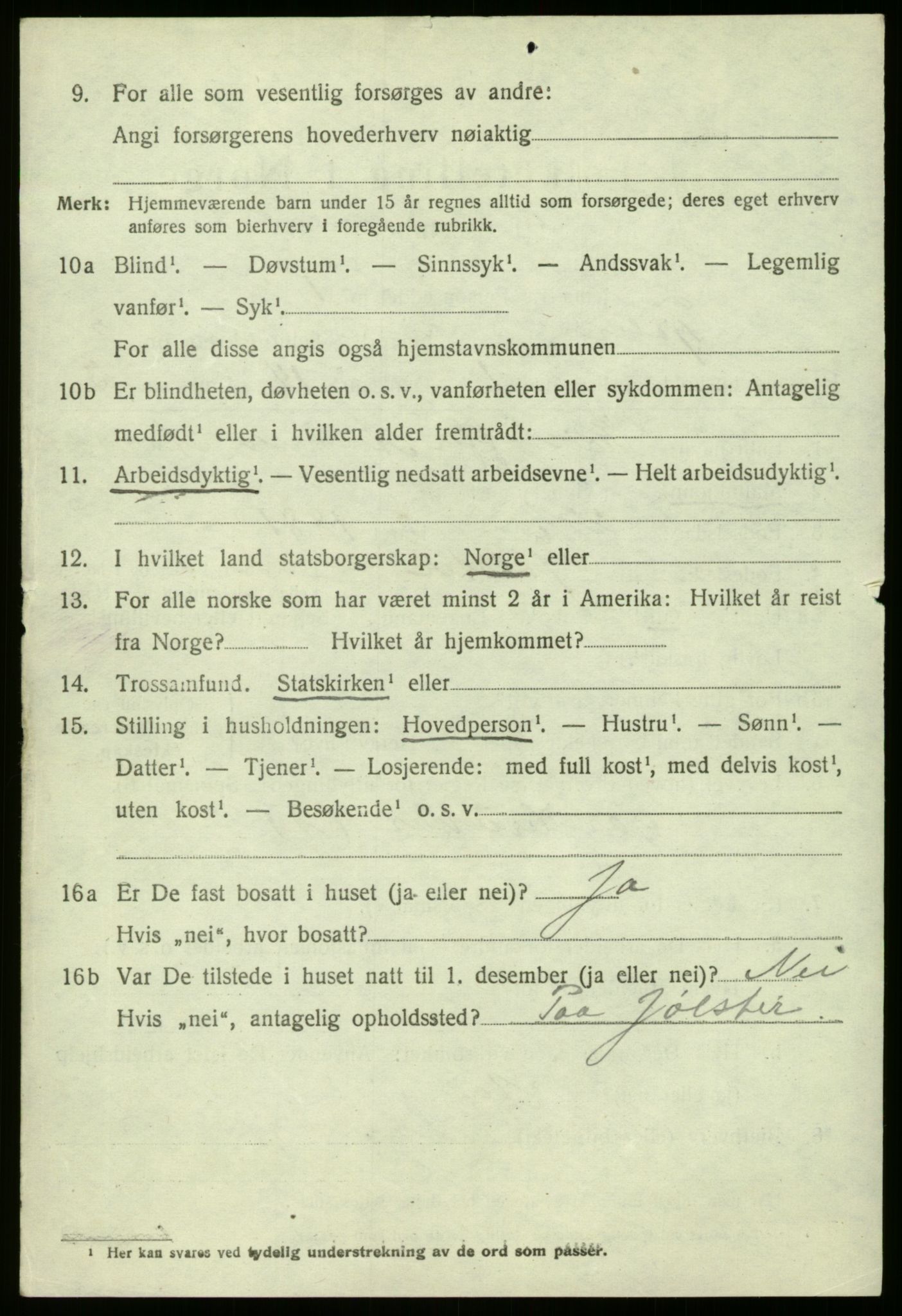 SAB, 1920 census for Fjaler, 1920, p. 1814