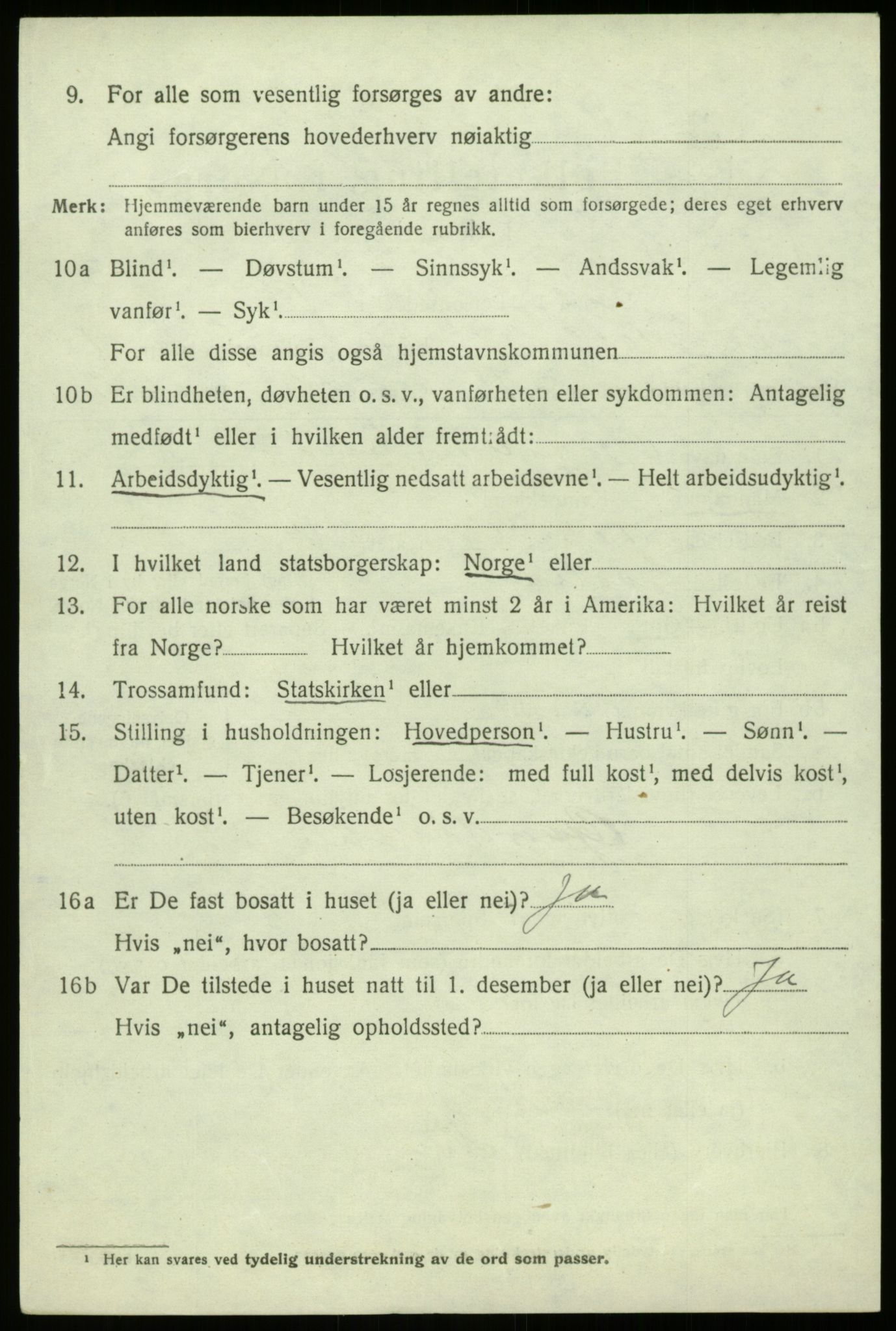 SAB, 1920 census for Jostedal, 1920, p. 559