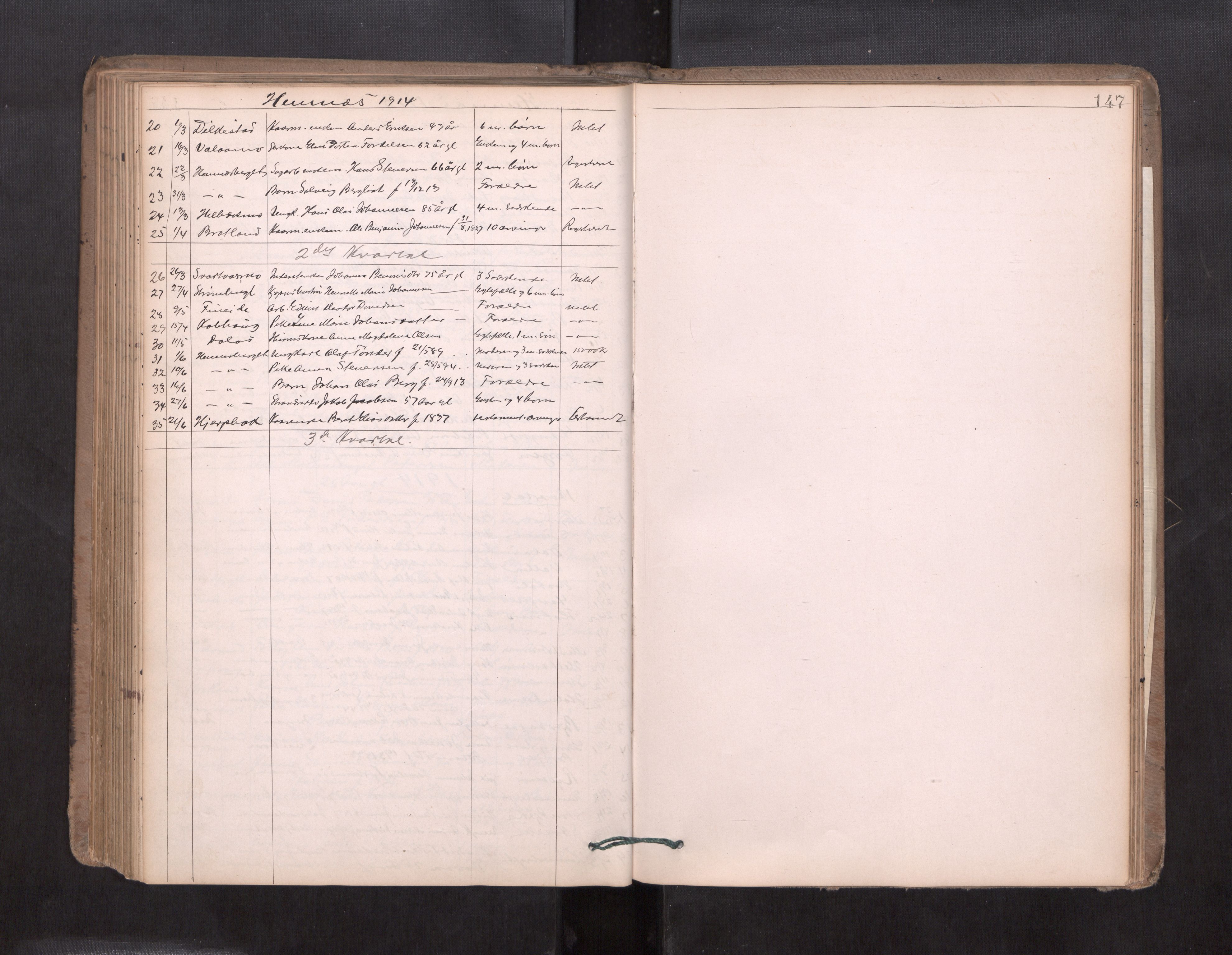 Rana sorenskriveri , SAT/A-1108/1/3/3L/L0003: Dødsanmeldelsesprotokoll, 1888-1914, p. 147