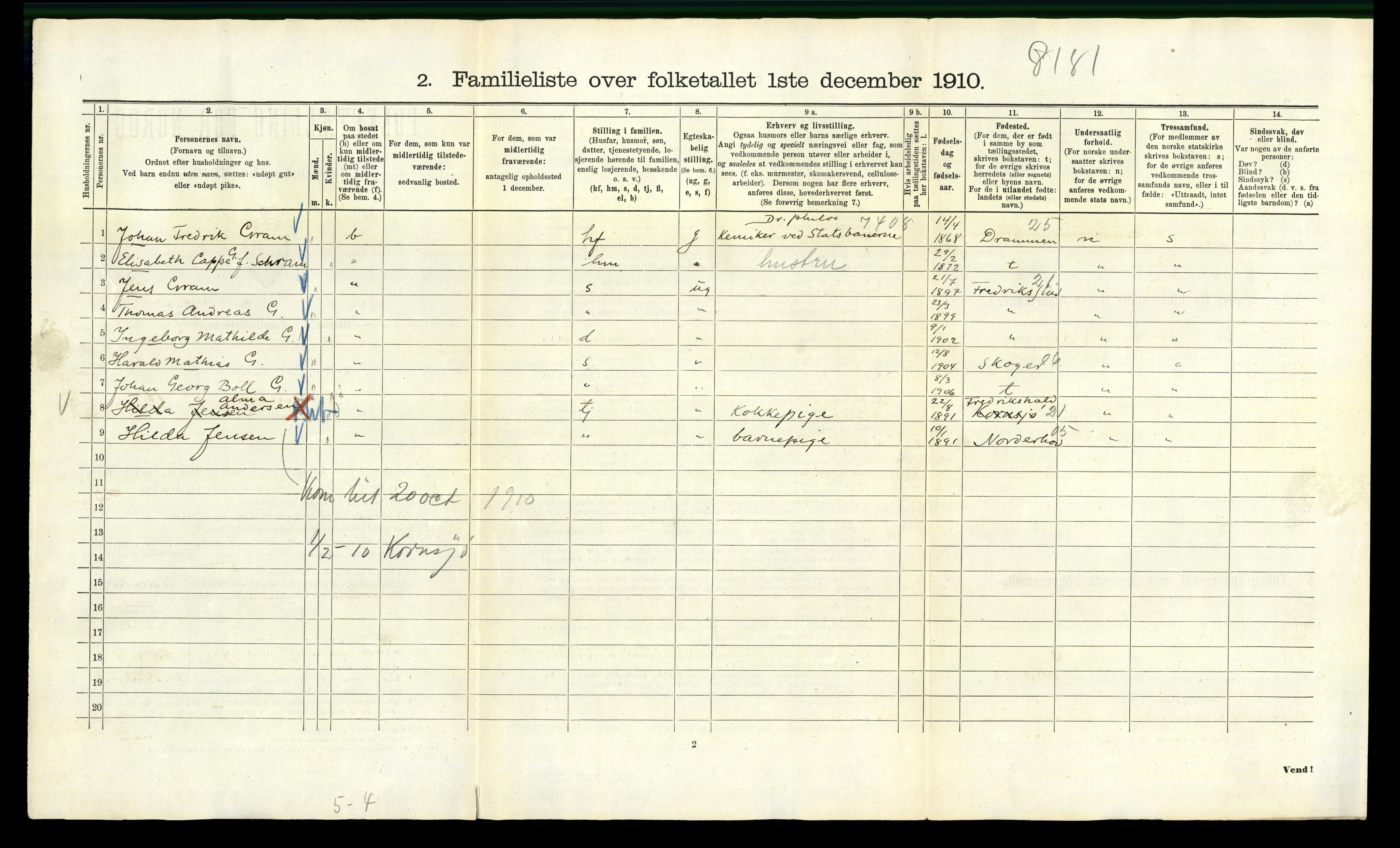 RA, 1910 census for Kristiania, 1910, p. 95218