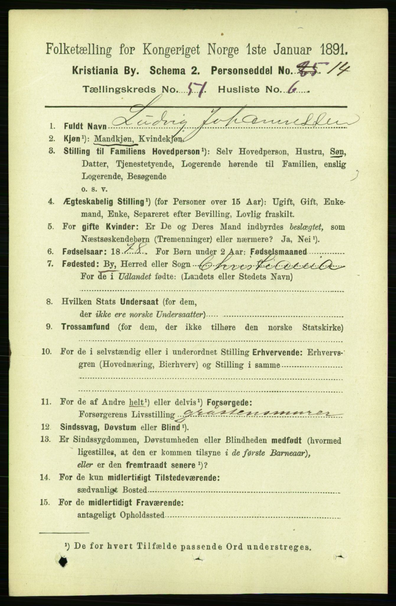 RA, 1891 census for 0301 Kristiania, 1891, p. 29300