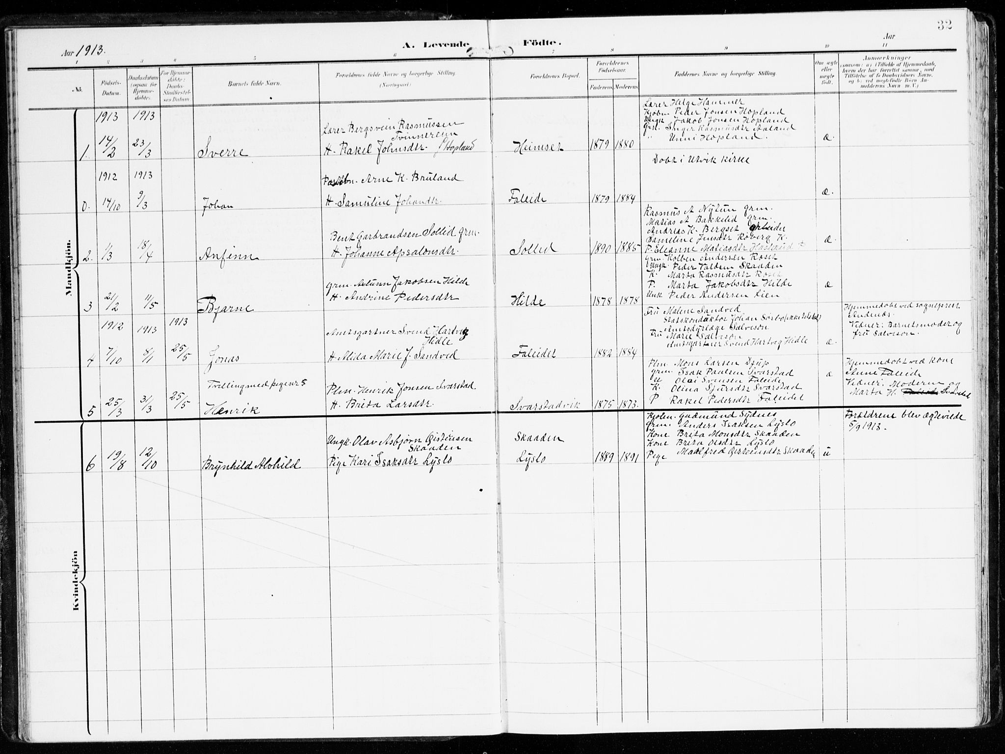 Innvik sokneprestembete, AV/SAB-A-80501: Parish register (official) no. B 2, 1903-1929, p. 32