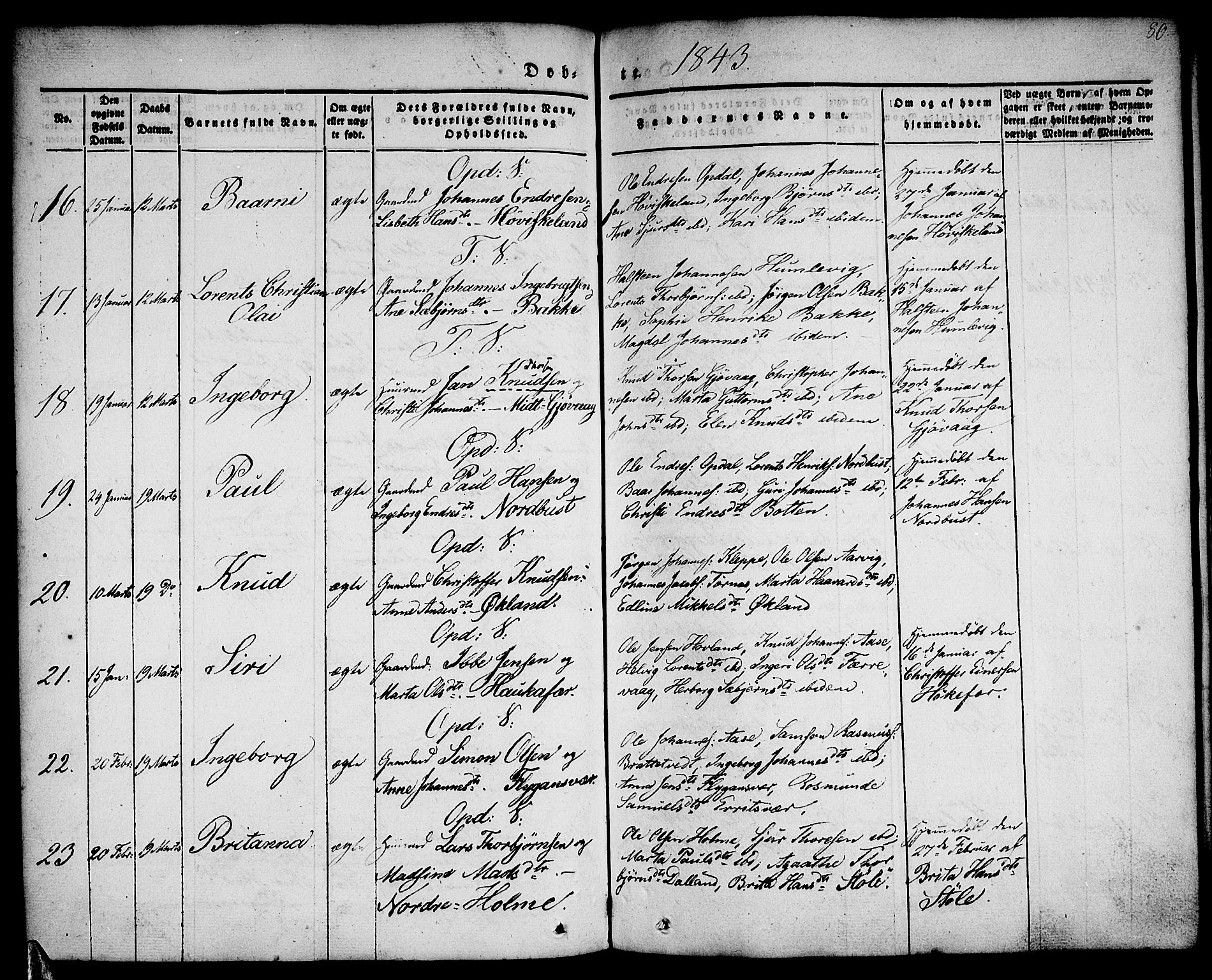Tysnes sokneprestembete, AV/SAB-A-78601/H/Haa: Parish register (official) no. A 9, 1837-1848, p. 80