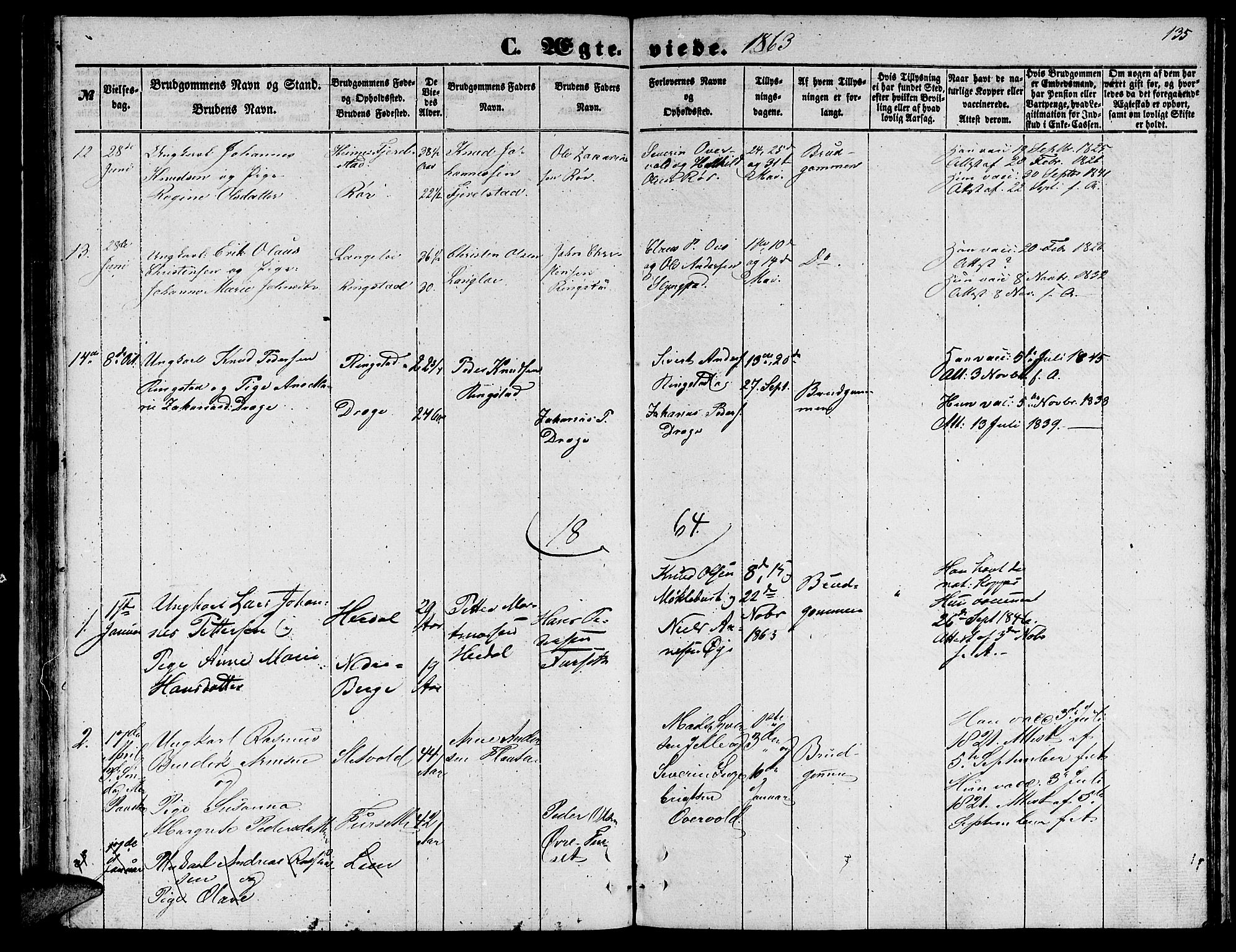 Ministerialprotokoller, klokkerbøker og fødselsregistre - Møre og Romsdal, AV/SAT-A-1454/520/L0291: Parish register (copy) no. 520C03, 1854-1881, p. 135