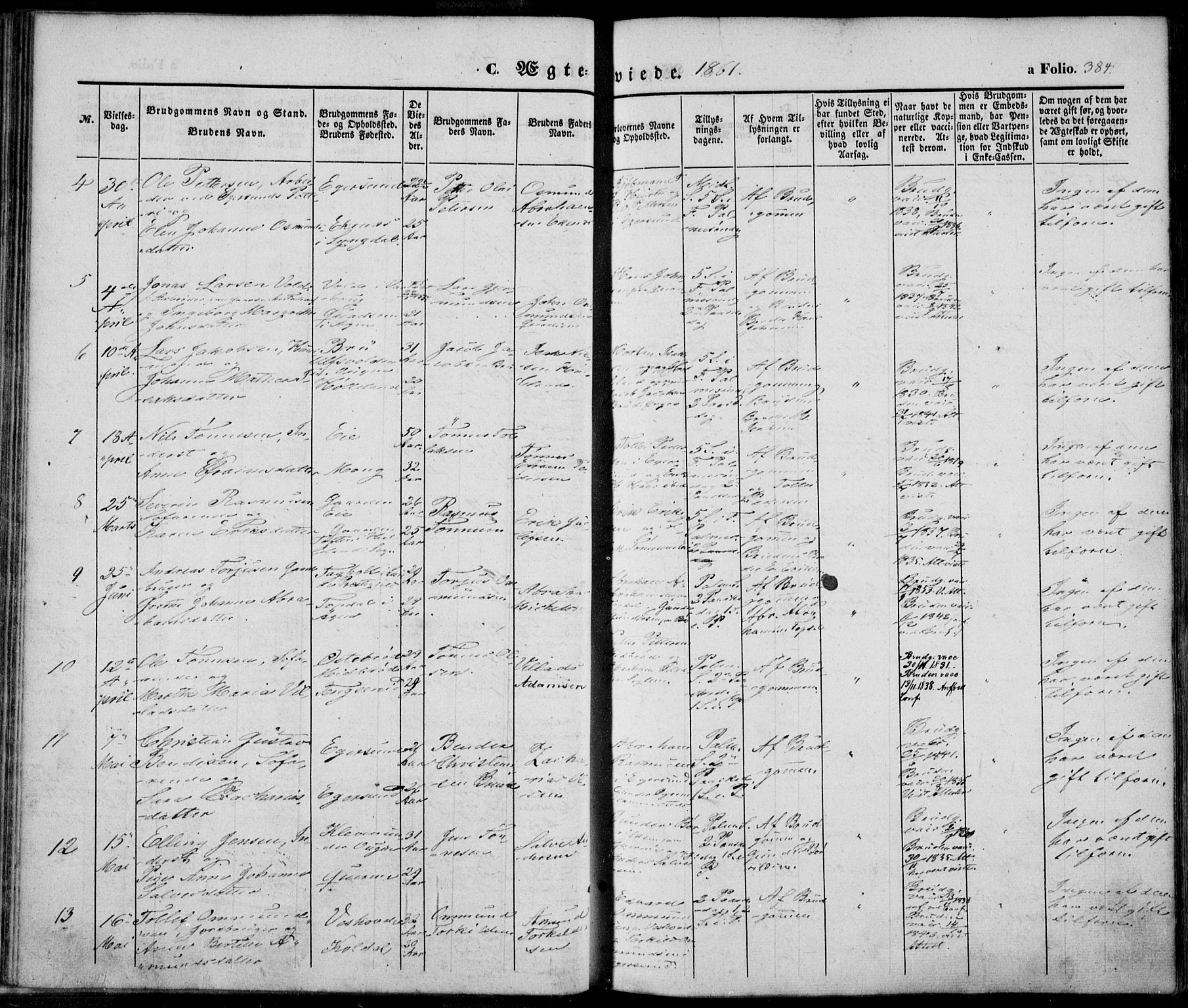 Eigersund sokneprestkontor, SAST/A-101807/S08/L0013: Parish register (official) no. A 12.2, 1850-1865, p. 384