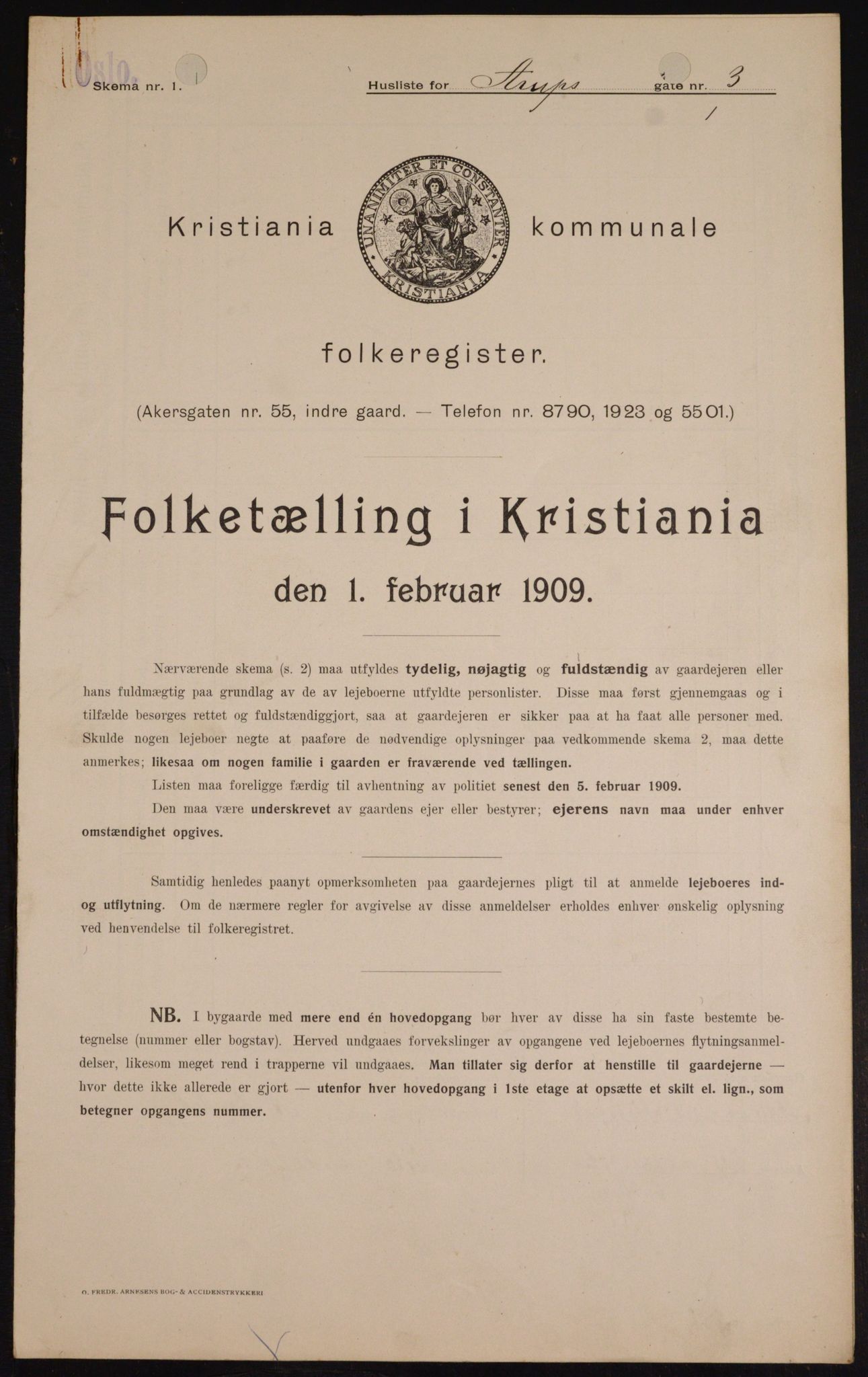 OBA, Municipal Census 1909 for Kristiania, 1909, p. 2051